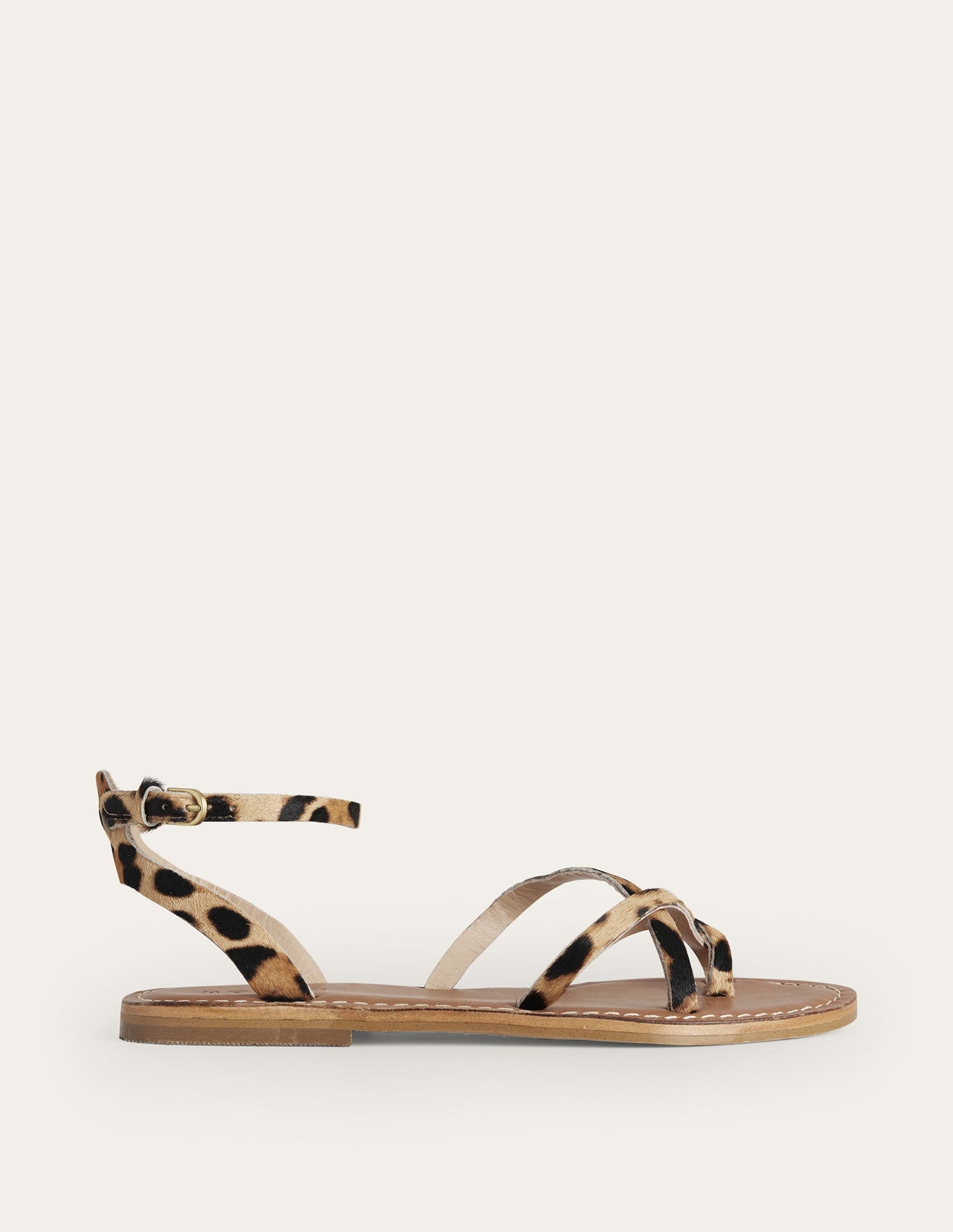 Einfache Sandalen mit flacher Sohle-Klassisch, Leopardenmuster/Ponyhaar