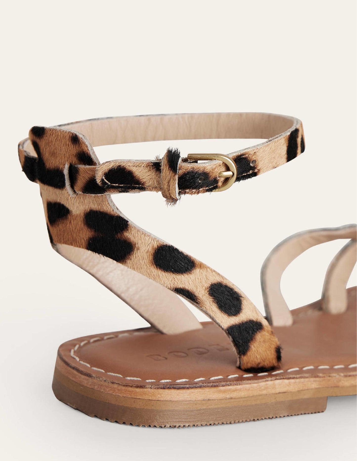 Einfache Sandalen mit flacher Sohle-Klassisch, Leopardenmuster/Ponyhaar