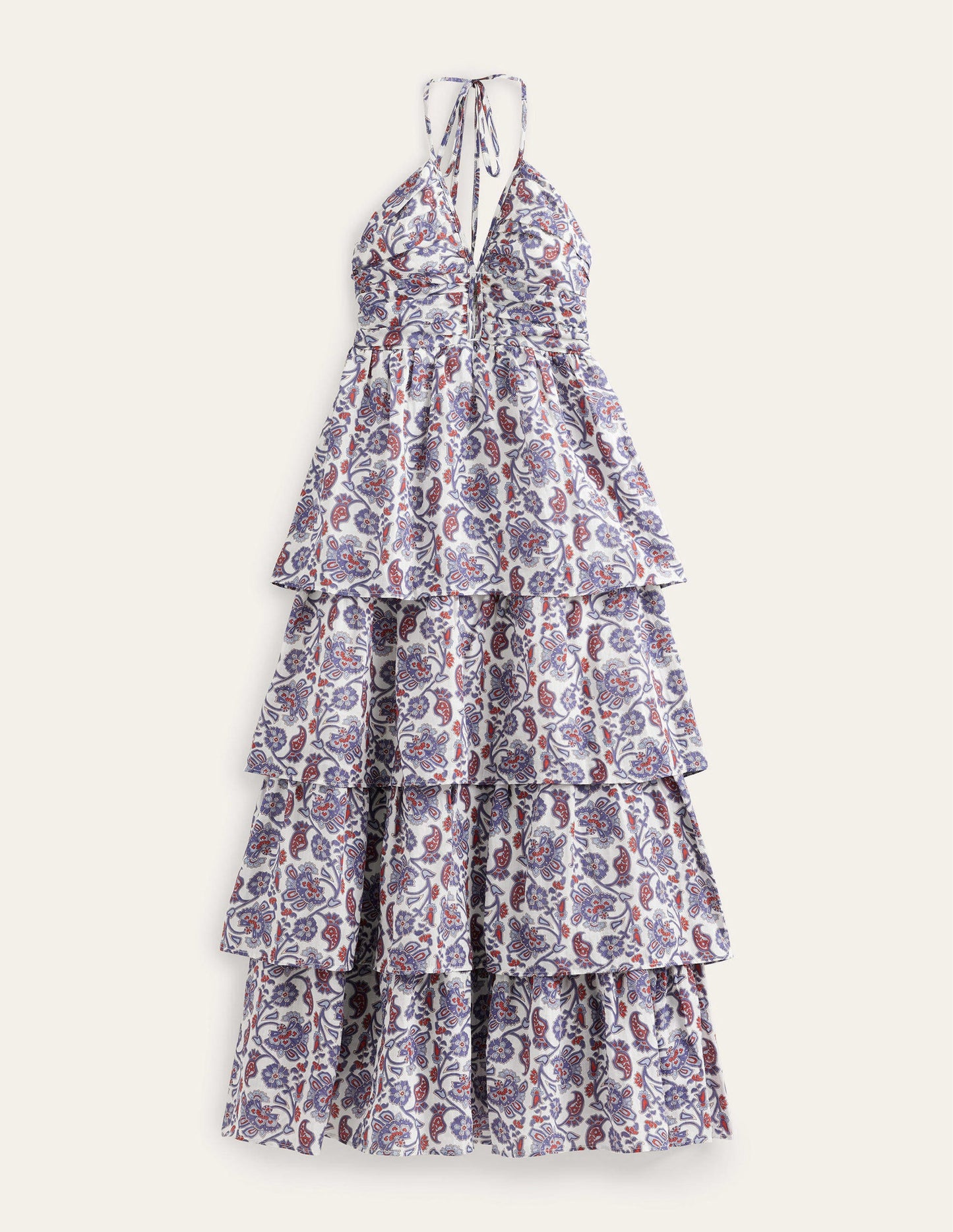 Gestuftes Maxi-Kleid mit Raffungen-Nachtblau