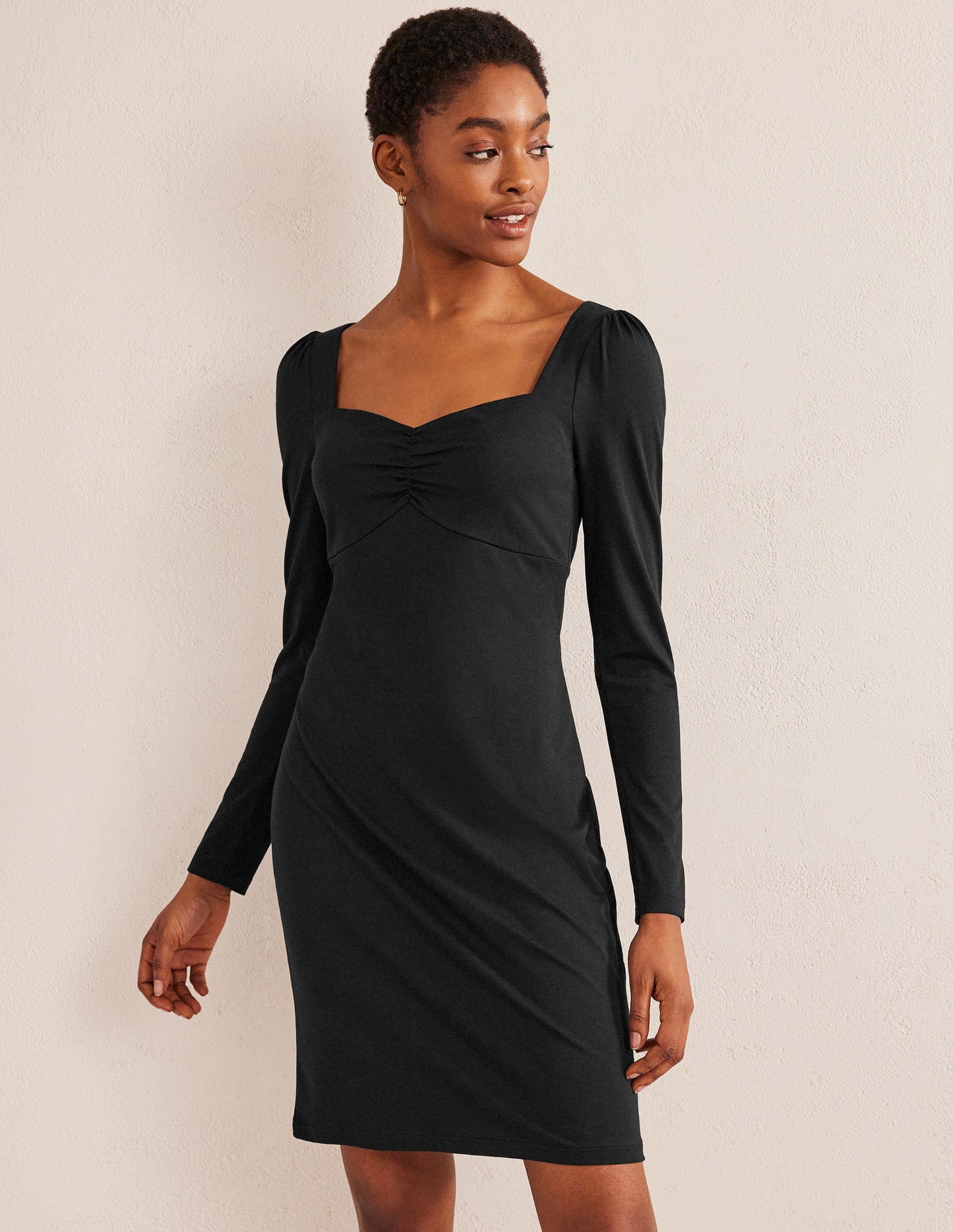 Sweetheart Jersey Mini Dress-Black