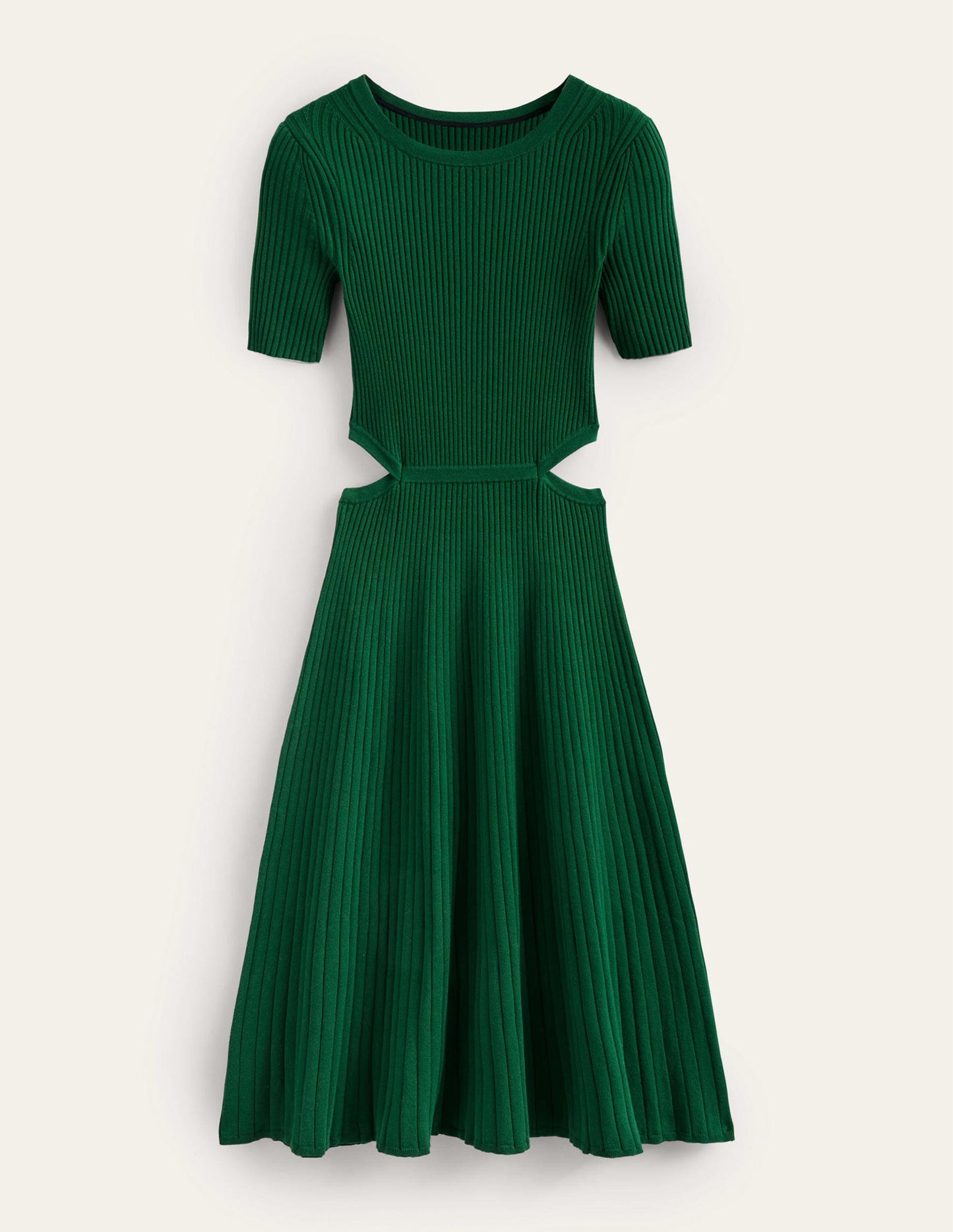 Strick-Midikleid mit Cut-out-Details-Dunkles Smaragdgold