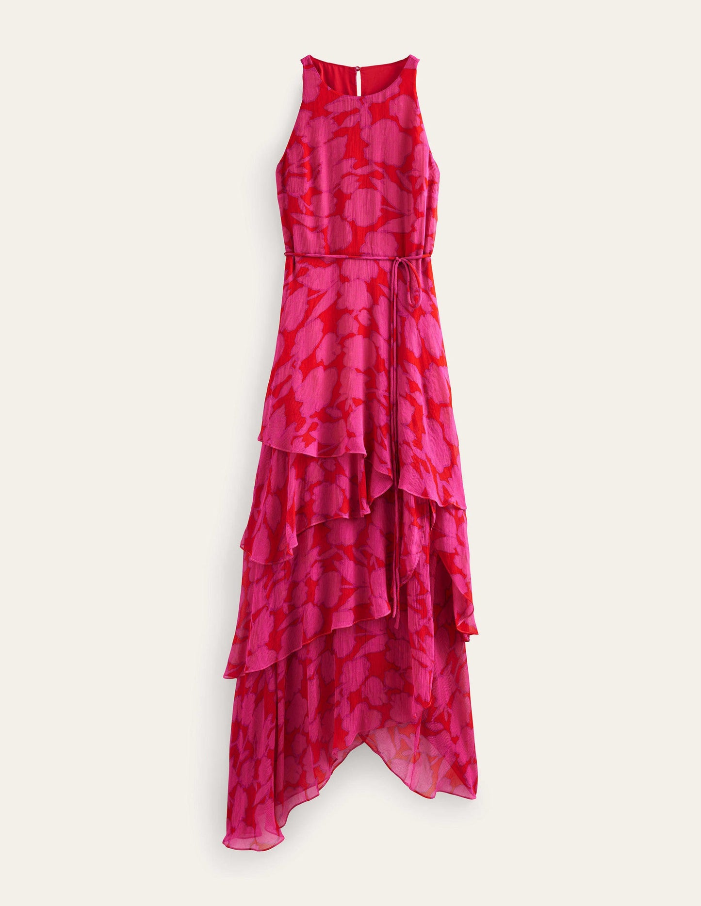Ärmelloses Stufen-Maxikleid-Knallpink, Windsor-Blüten