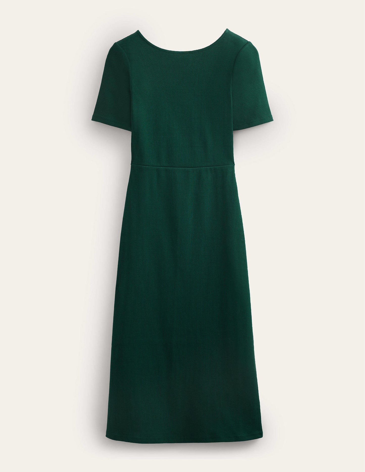 Geripptes Jersey-Midikleid mit Cut-out-Detail-Dunkles Smaragdgrün