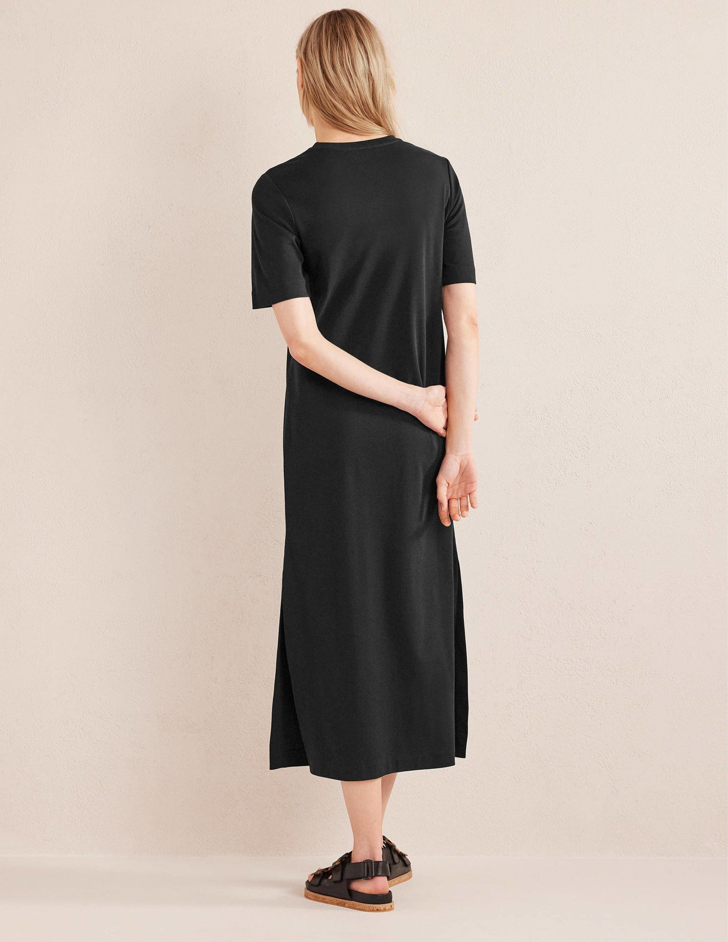 Midi-T-Shirt-Kleid aus Jersey-Schwarz