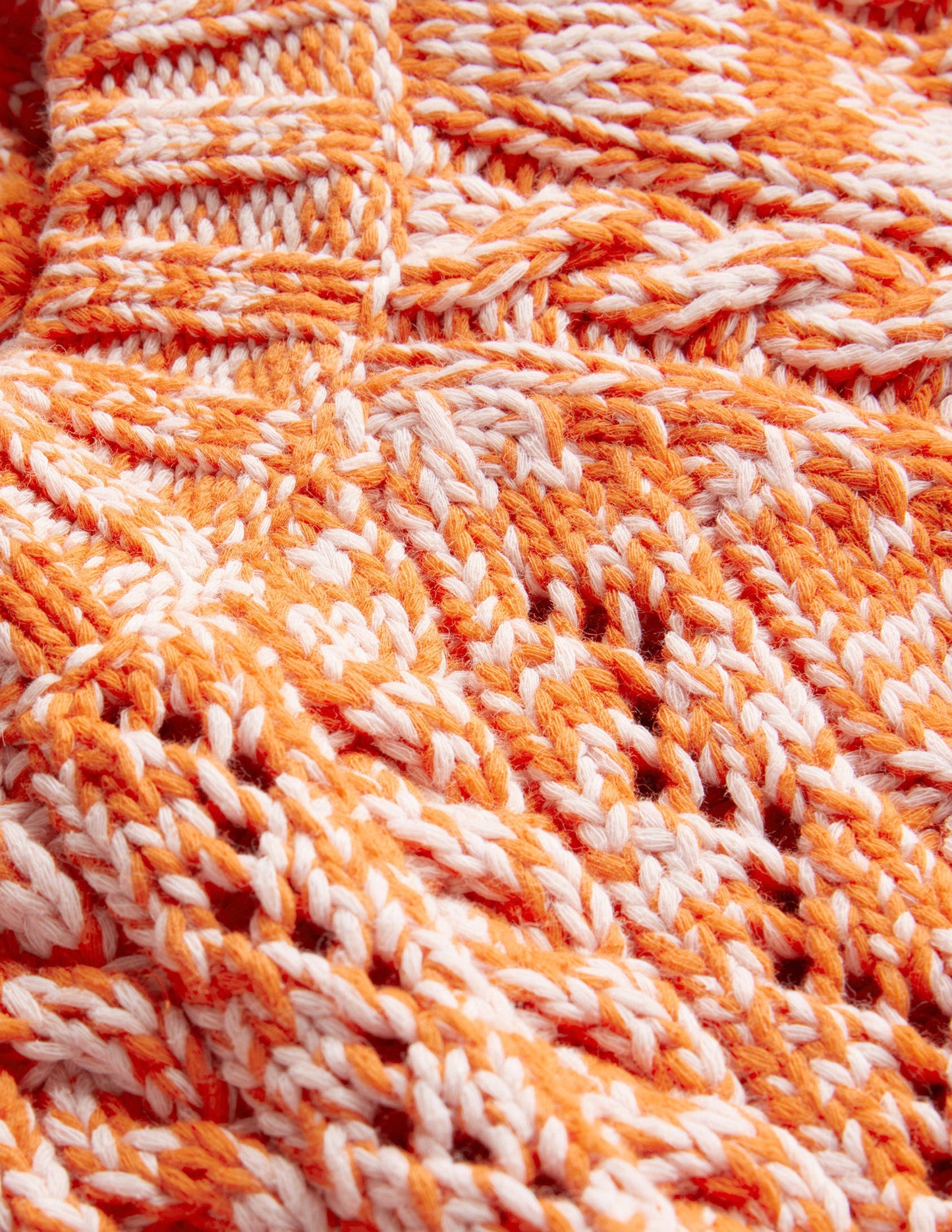 Melierter Zopfstrickpullover-Orange/Rosa Meliert