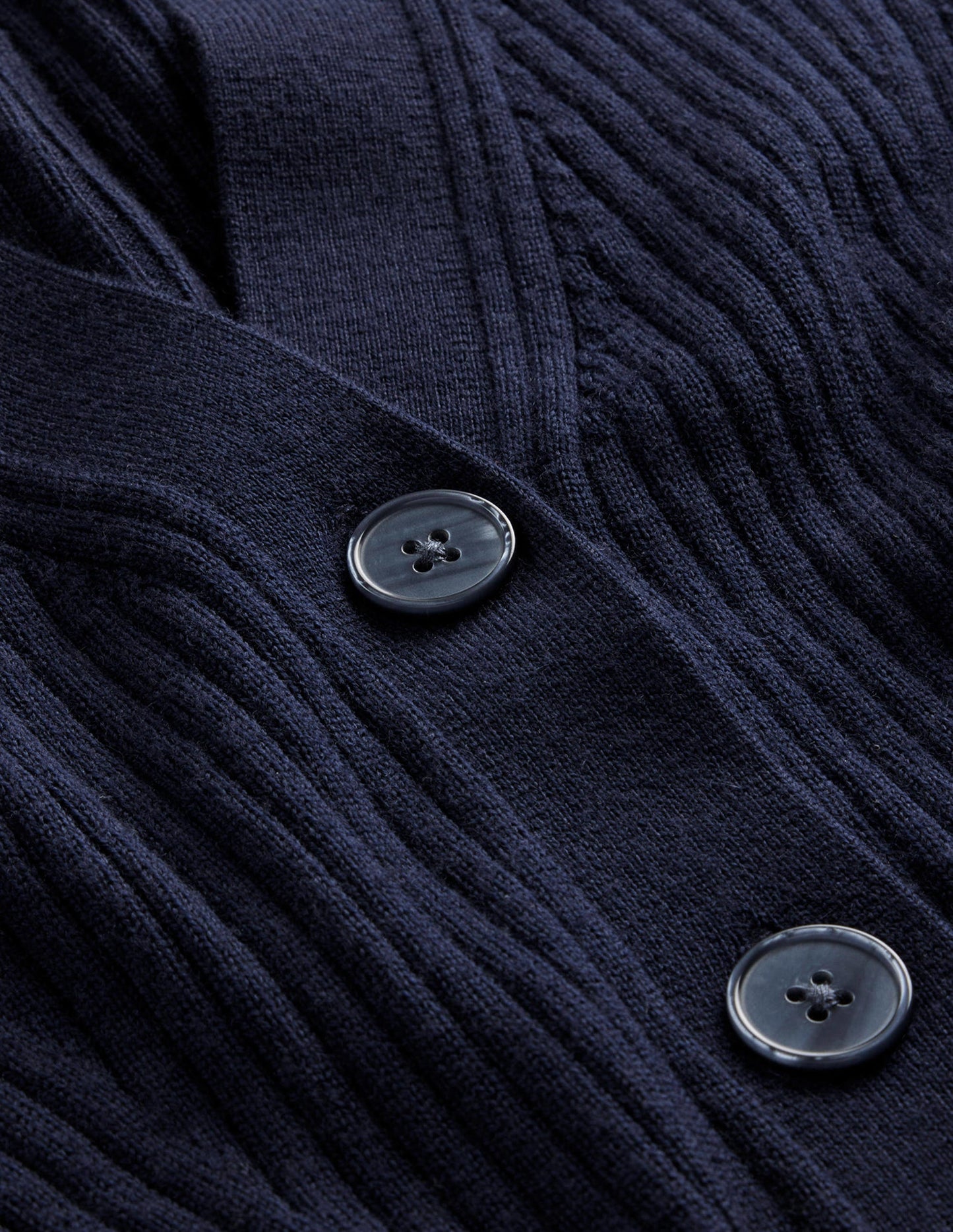 Kurzer Rippstrick-Cardigan aus Merinowolle-Marineblau