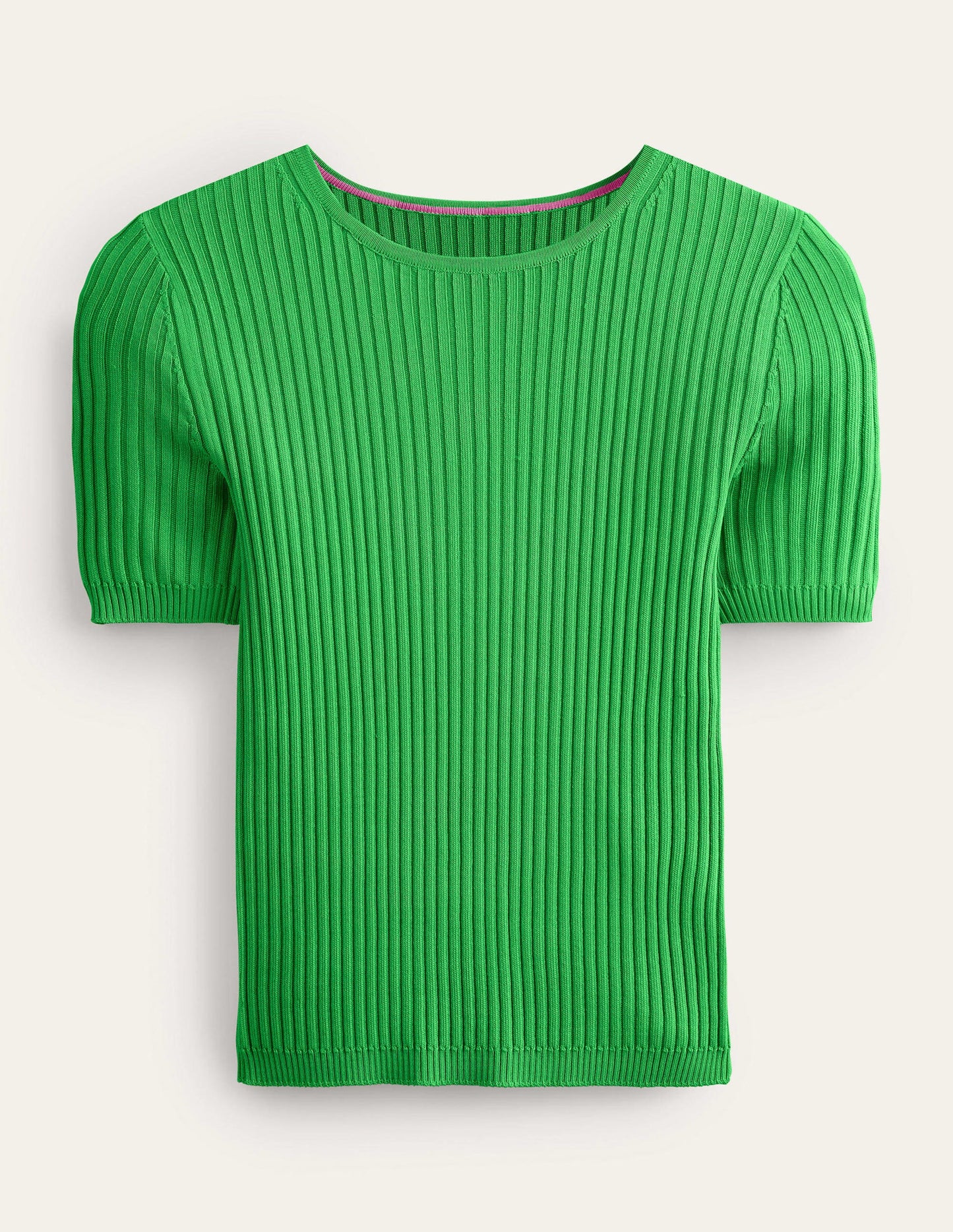 Rippstrick-T-Shirt-Froschgrün