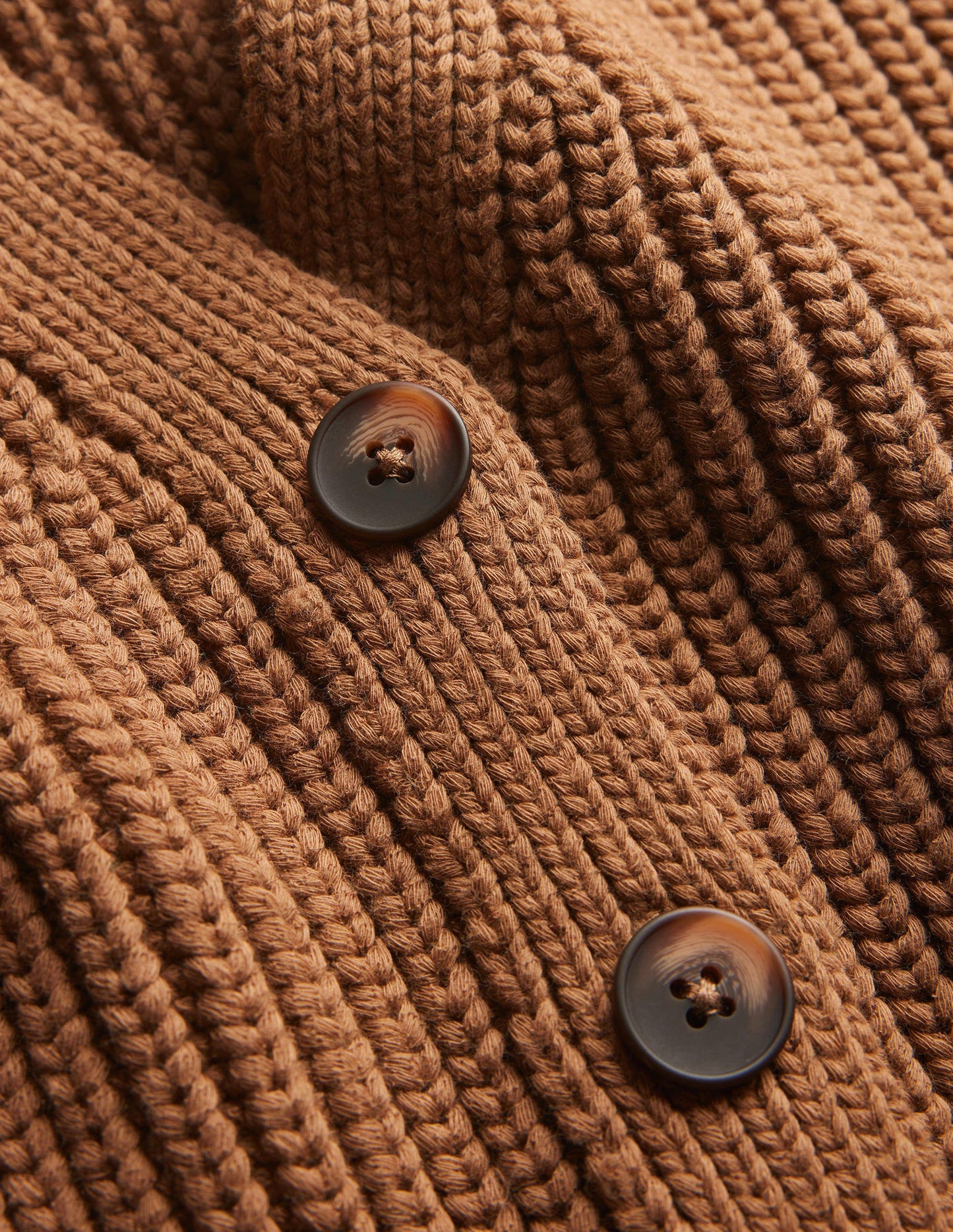 Oversize-Rippstrick-Cardigan-Kamelbraun Melange
