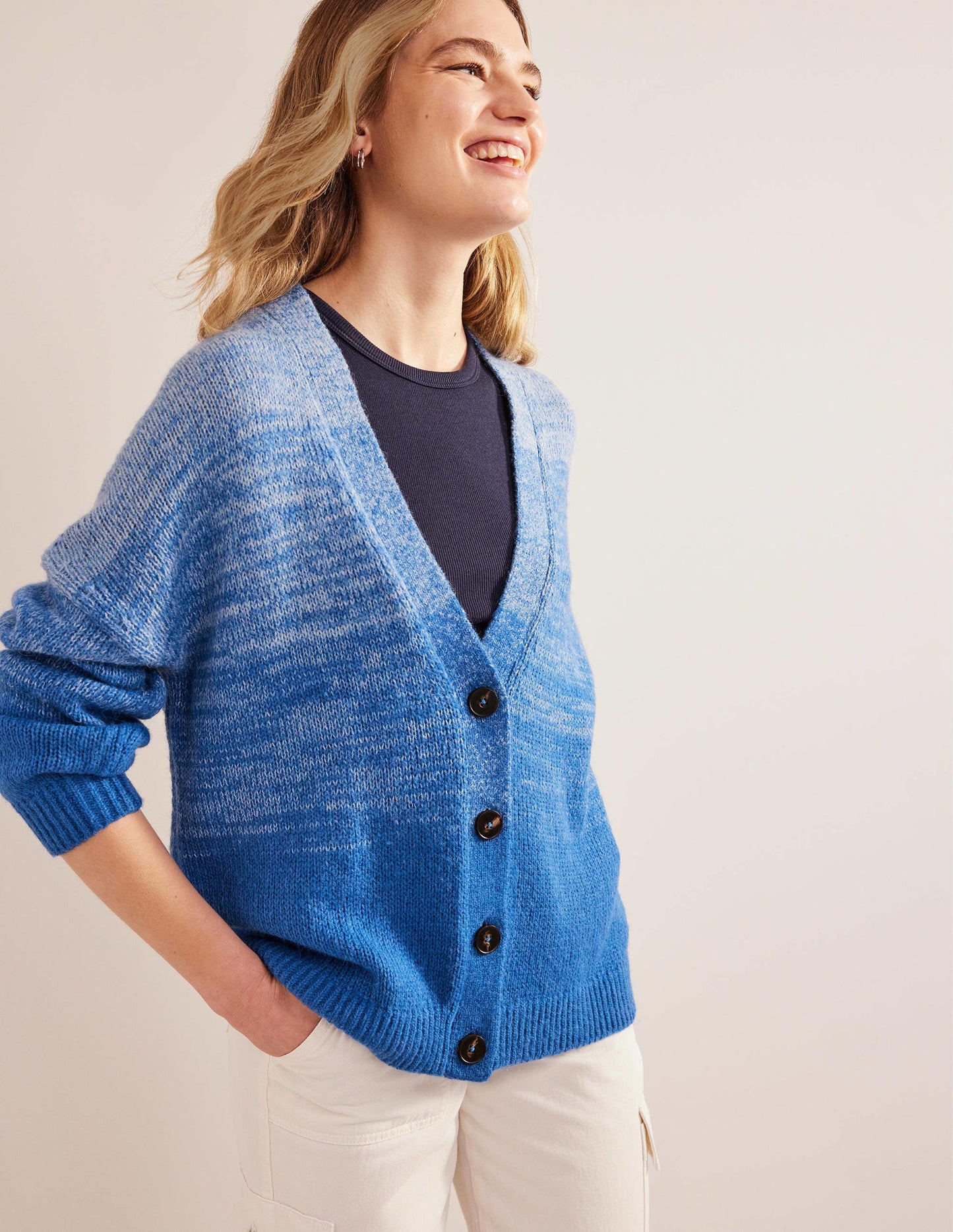 Fluffy Cardigan-Blue Ombre
