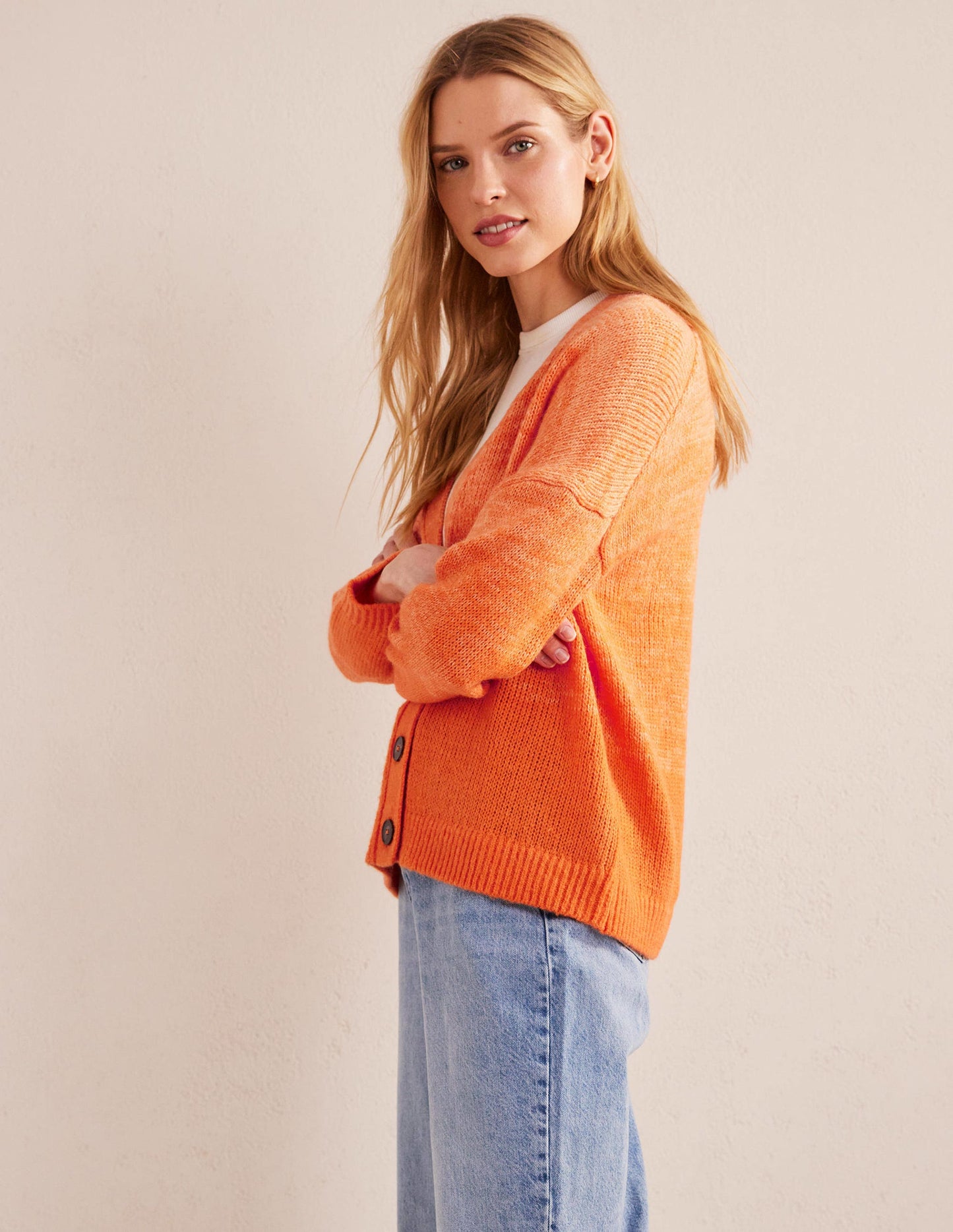Flauschiger Cardigan-Orange, Farbverlauf