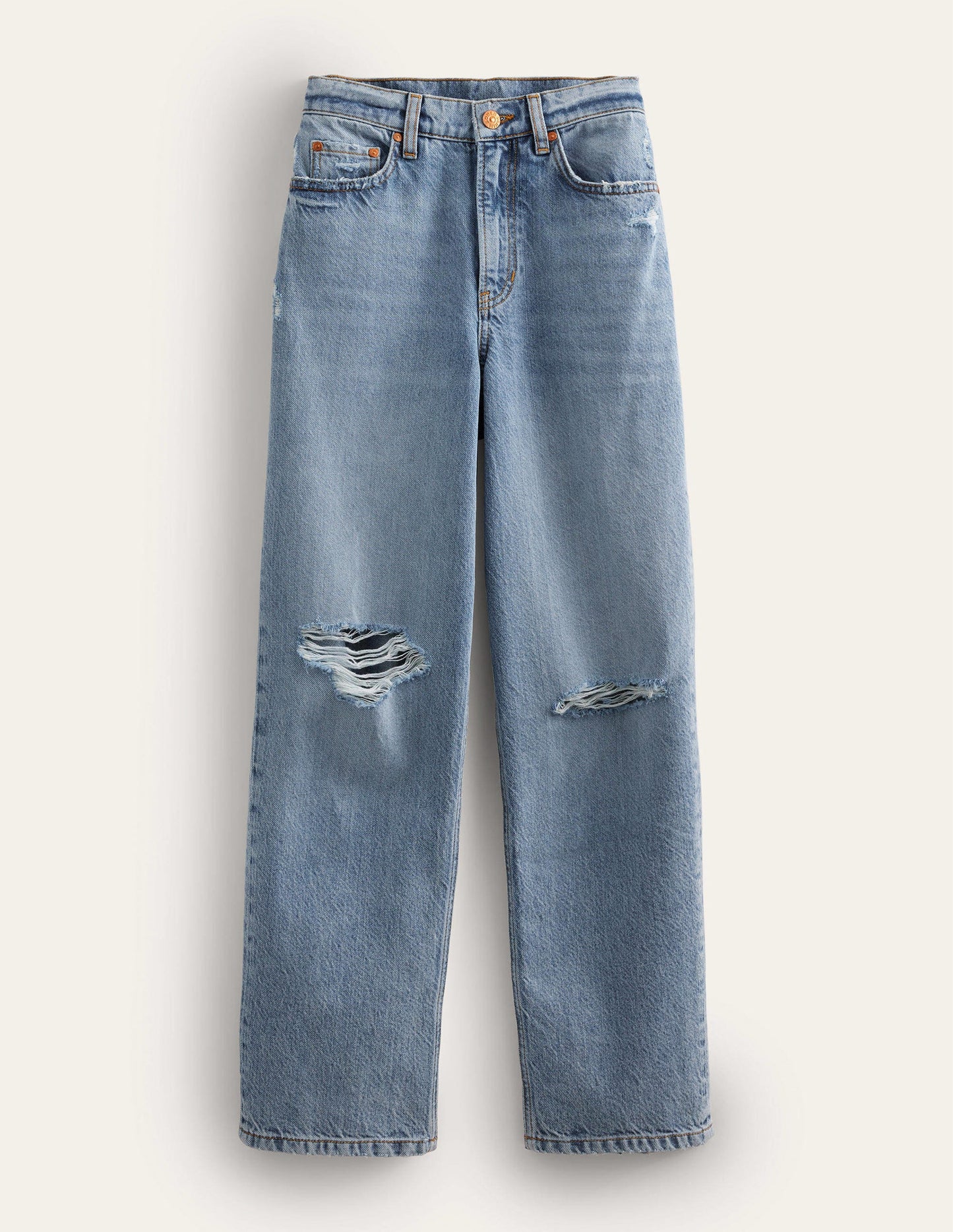 Jean ample taille mi-haute-Délavage moyen
