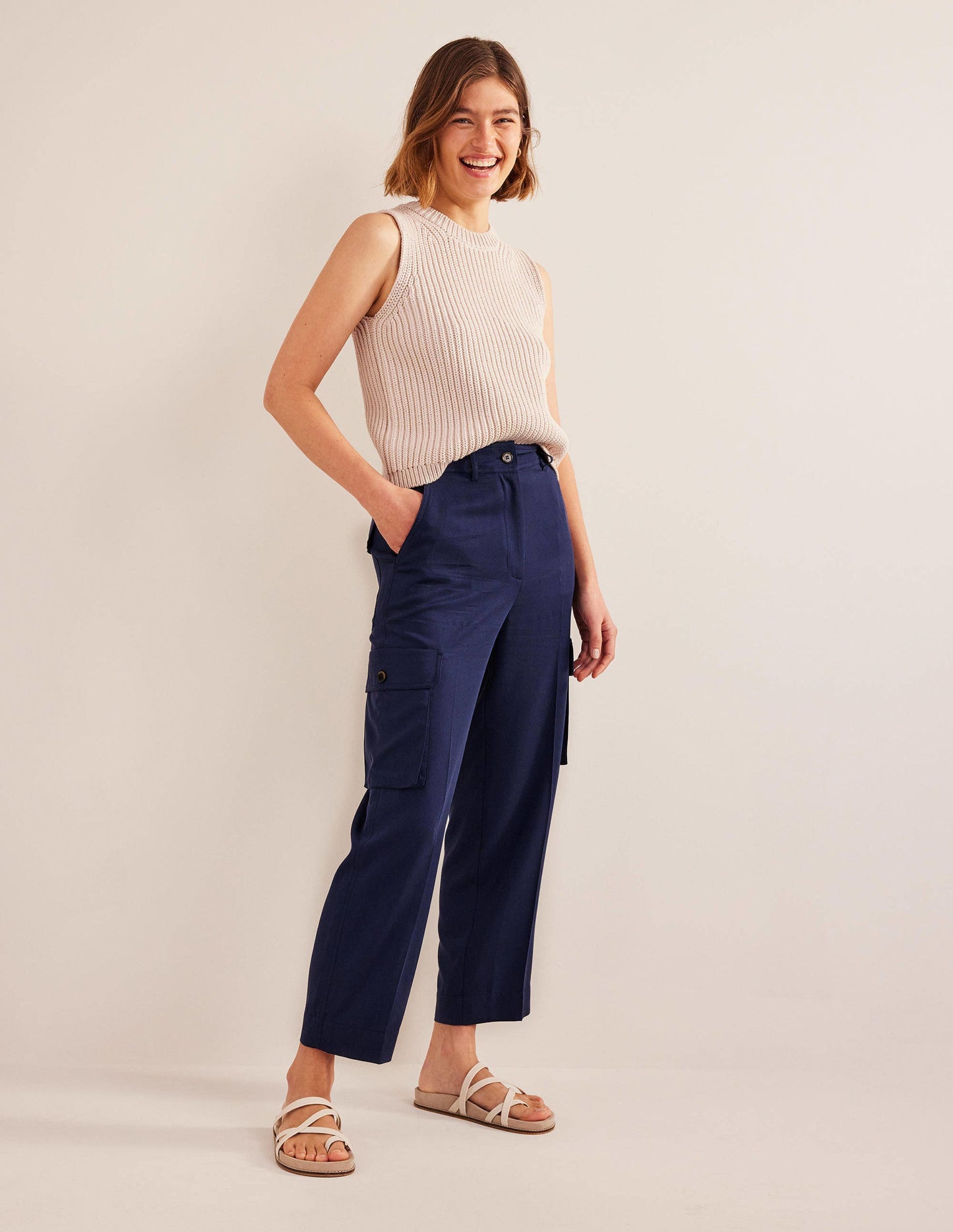 Tencel Cargo Trousers-Night Blue
