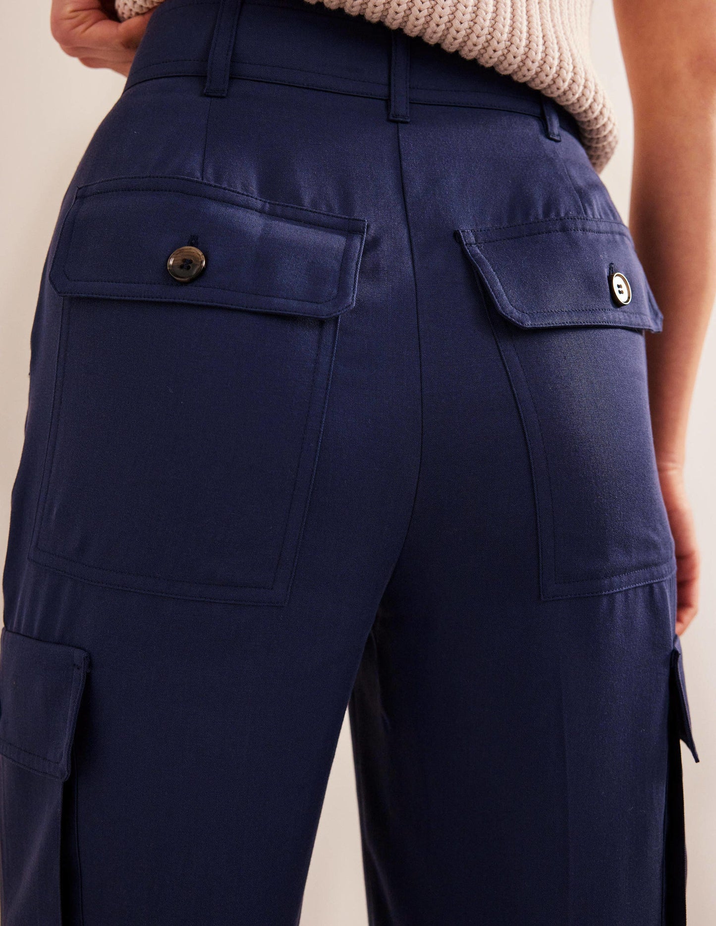 Tencel Cargo Trousers-Night Blue
