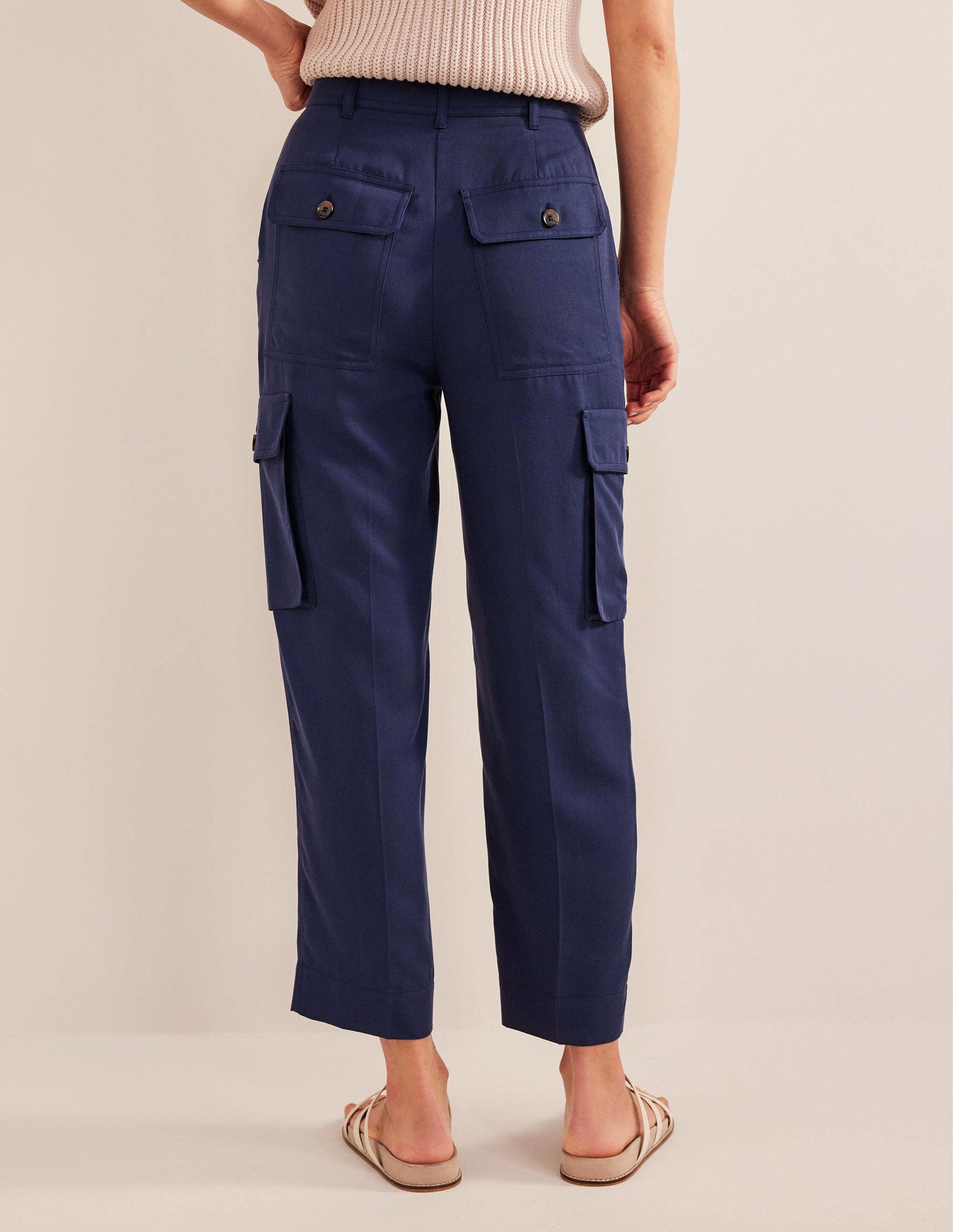 Tencel Cargo Trousers-Night Blue