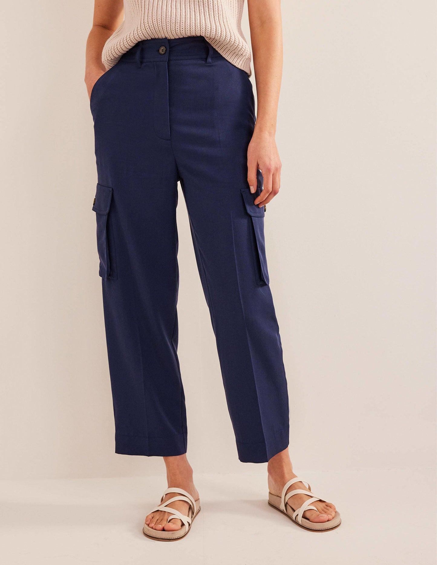 Tencel Cargo Trousers-Night Blue