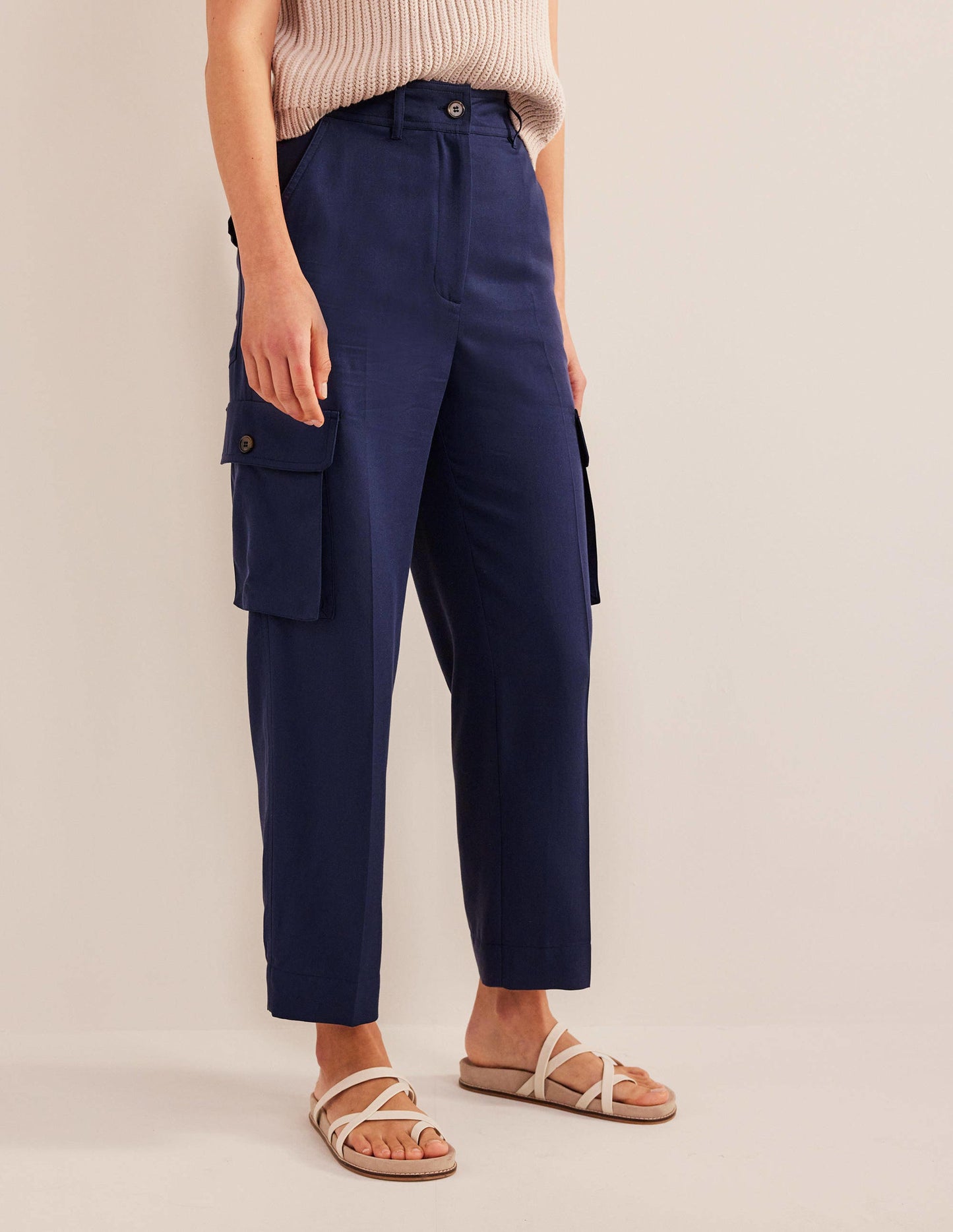 Tencel Cargo Trousers-Night Blue