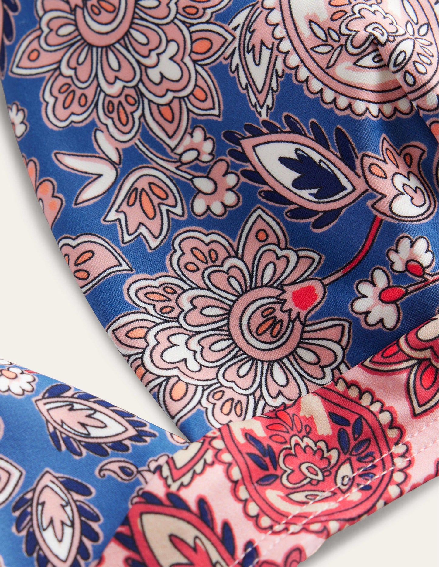 Haut de bikini col V Arezzo-Bleu marine authentique, motif Paisley Terrace