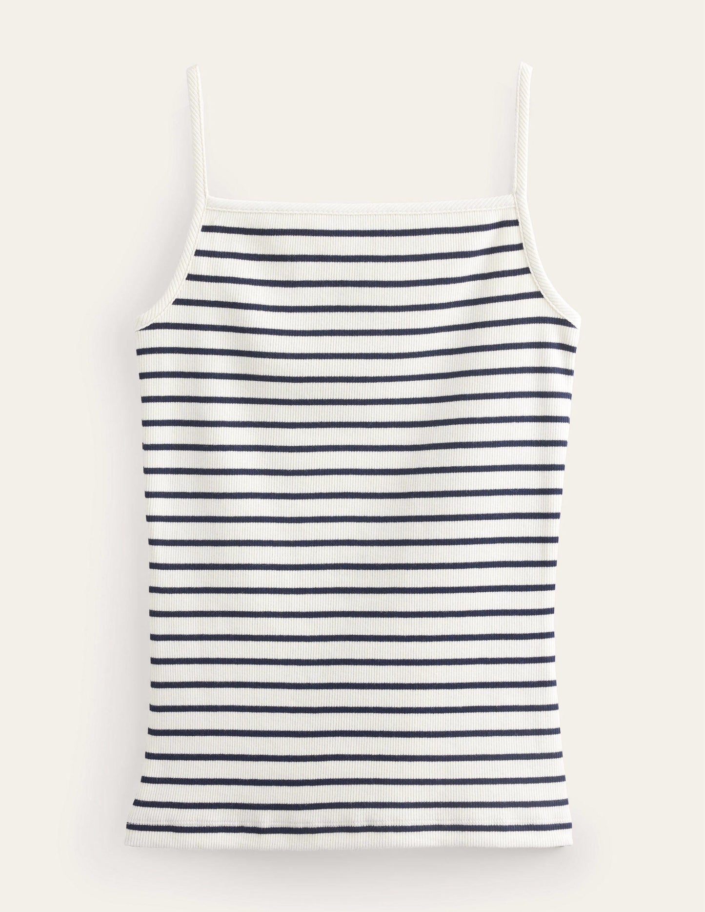 Geripptes Top mit eckigem Ausschnitt-Naturweiß/Navy, Gestreift