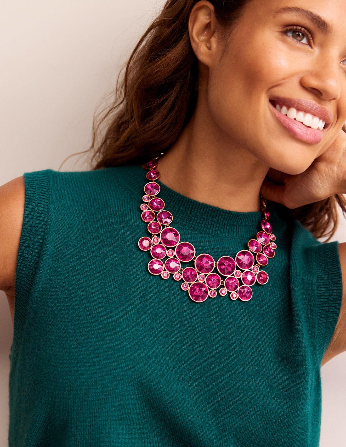 Andrea Edelstein-Cluster-Kette-Rosarot