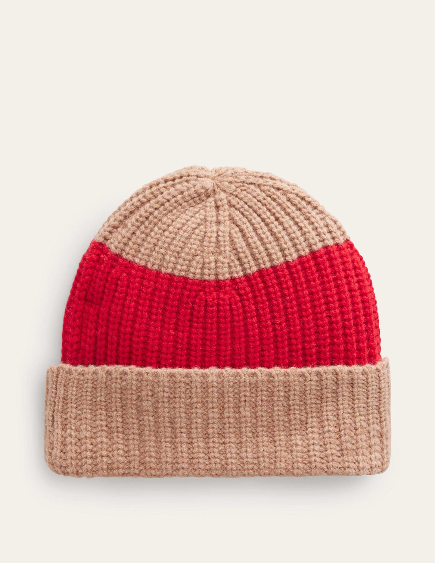 Beanie mit Blockfarben-Leuchtendes Rot/ Kamelbraun
