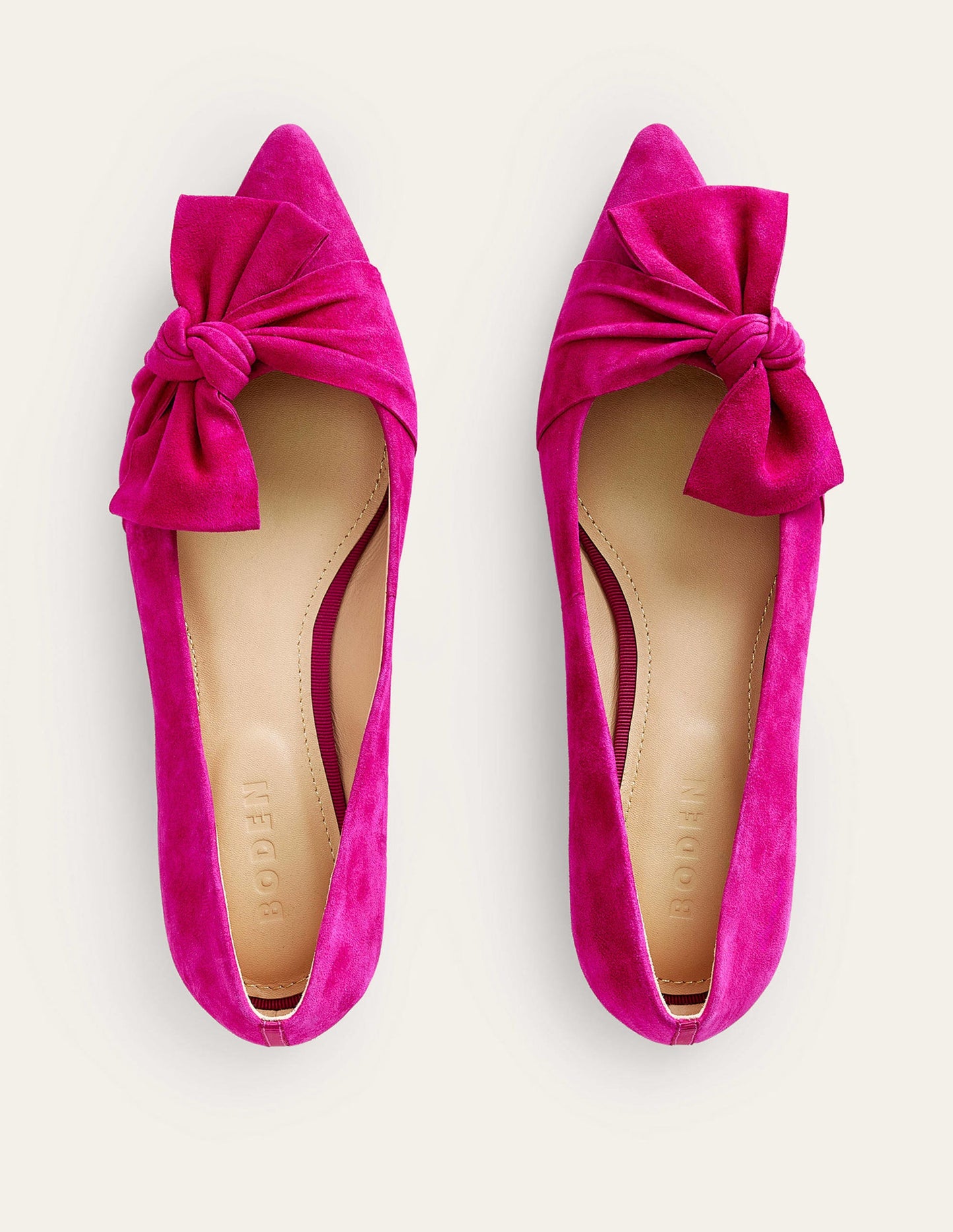 Ballerinas mit Schleife-Pflaumenfarben Veloursleder