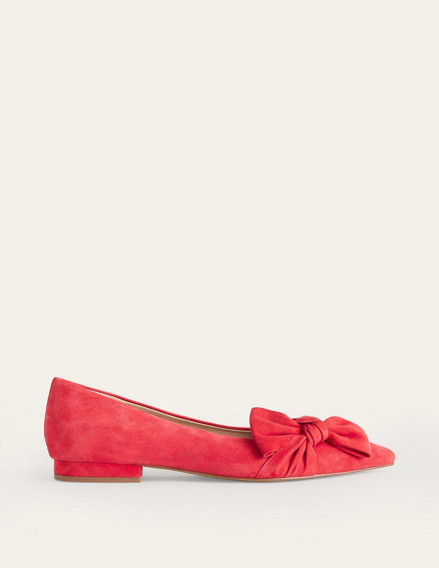 Ballerinas mit Schleife-Leuchtendes Rot Veloursleder
