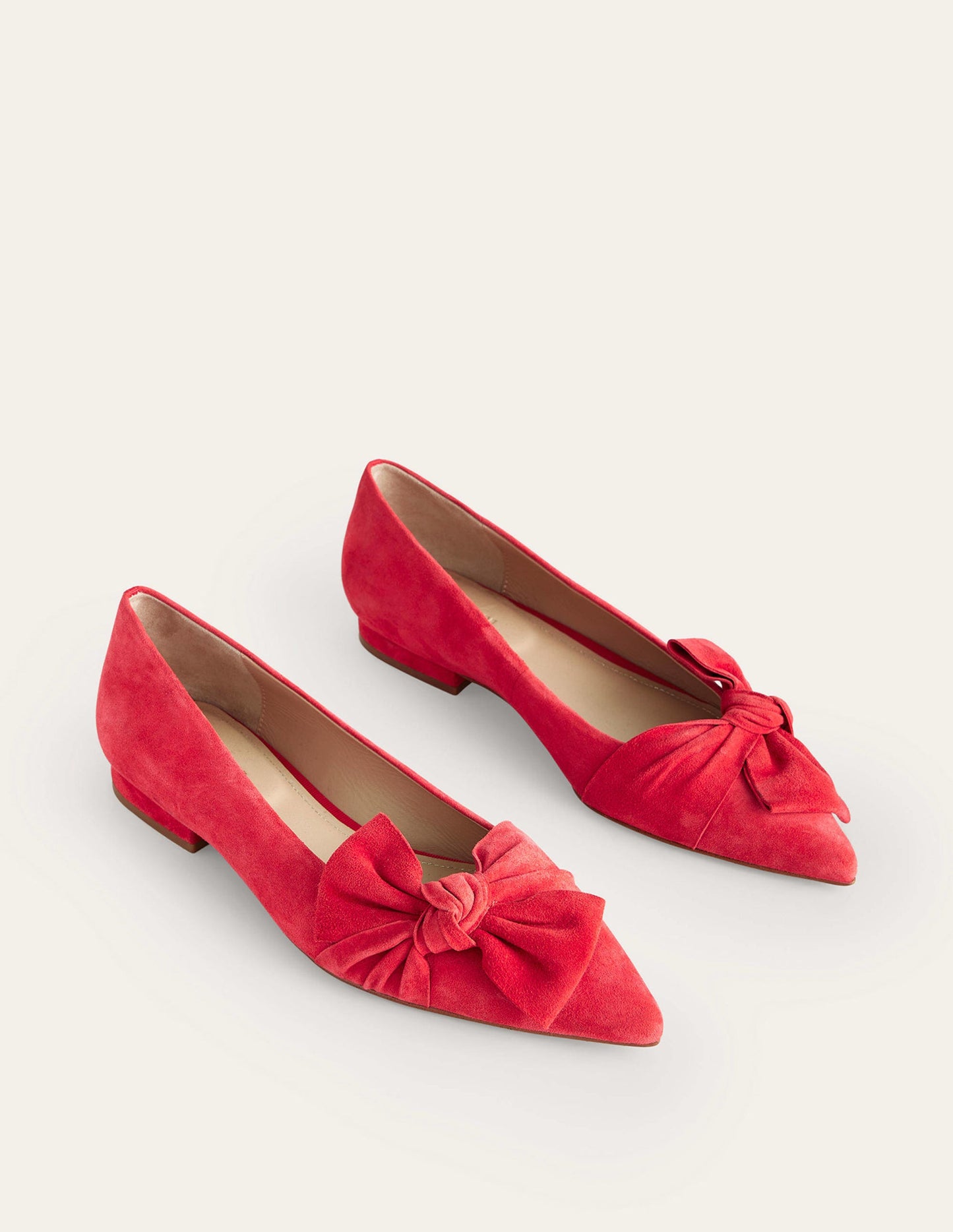 Ballerinas mit Schleife-Leuchtendes Rot Veloursleder