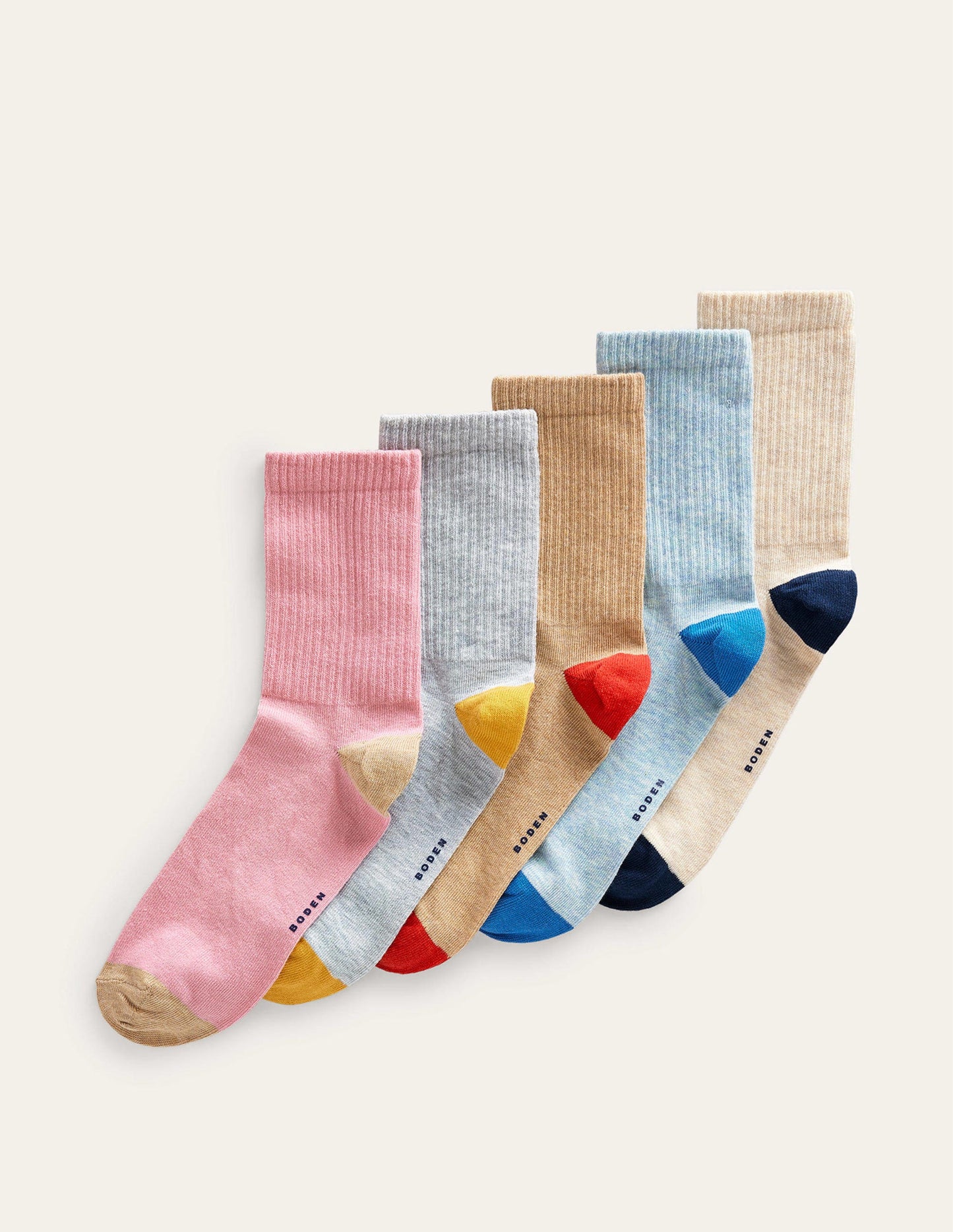 Rippstrick-Knöchelsocken im 5er Pack-Bunt, Neutral