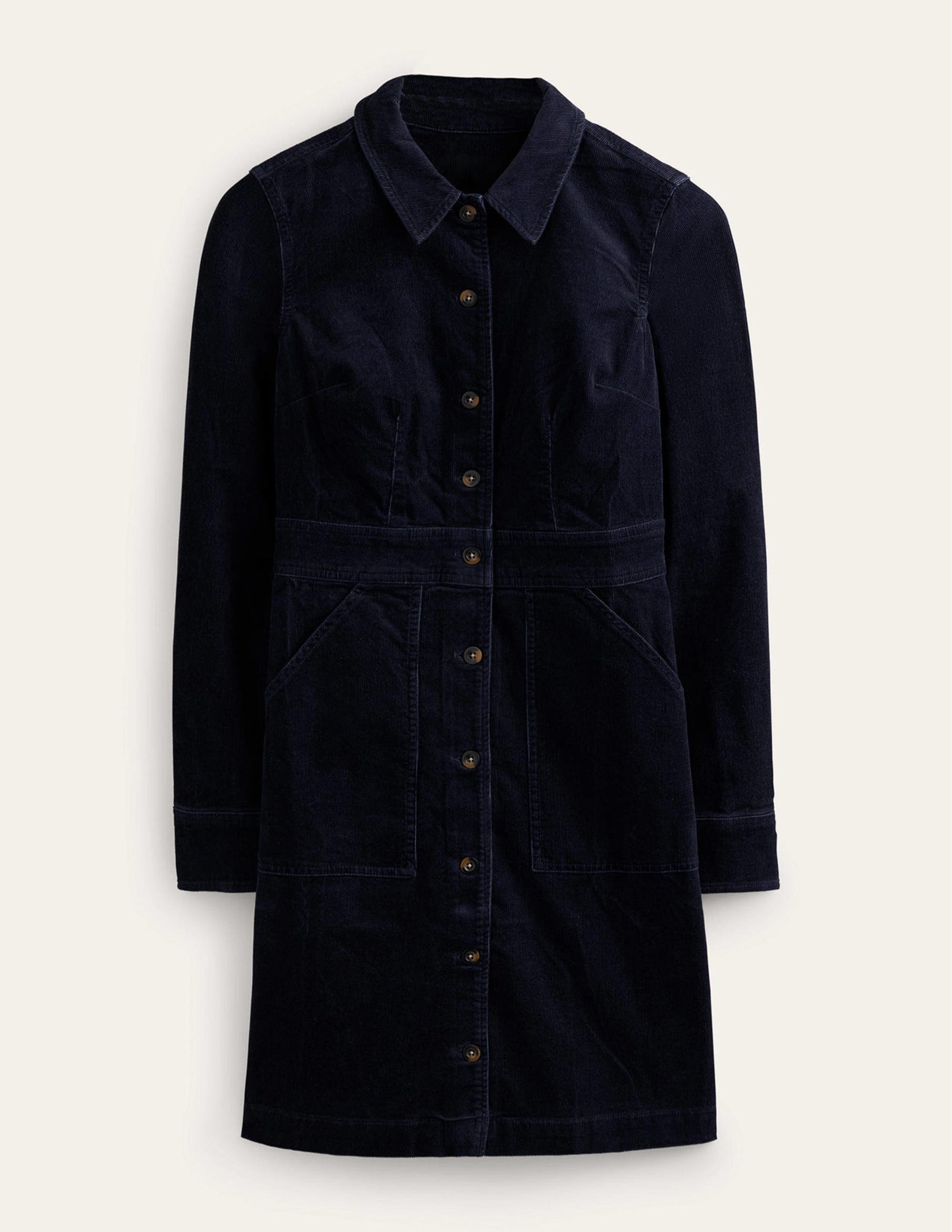 Robe-chemise Flora en velours côtelé-Bleu Marine, Petits Pois
