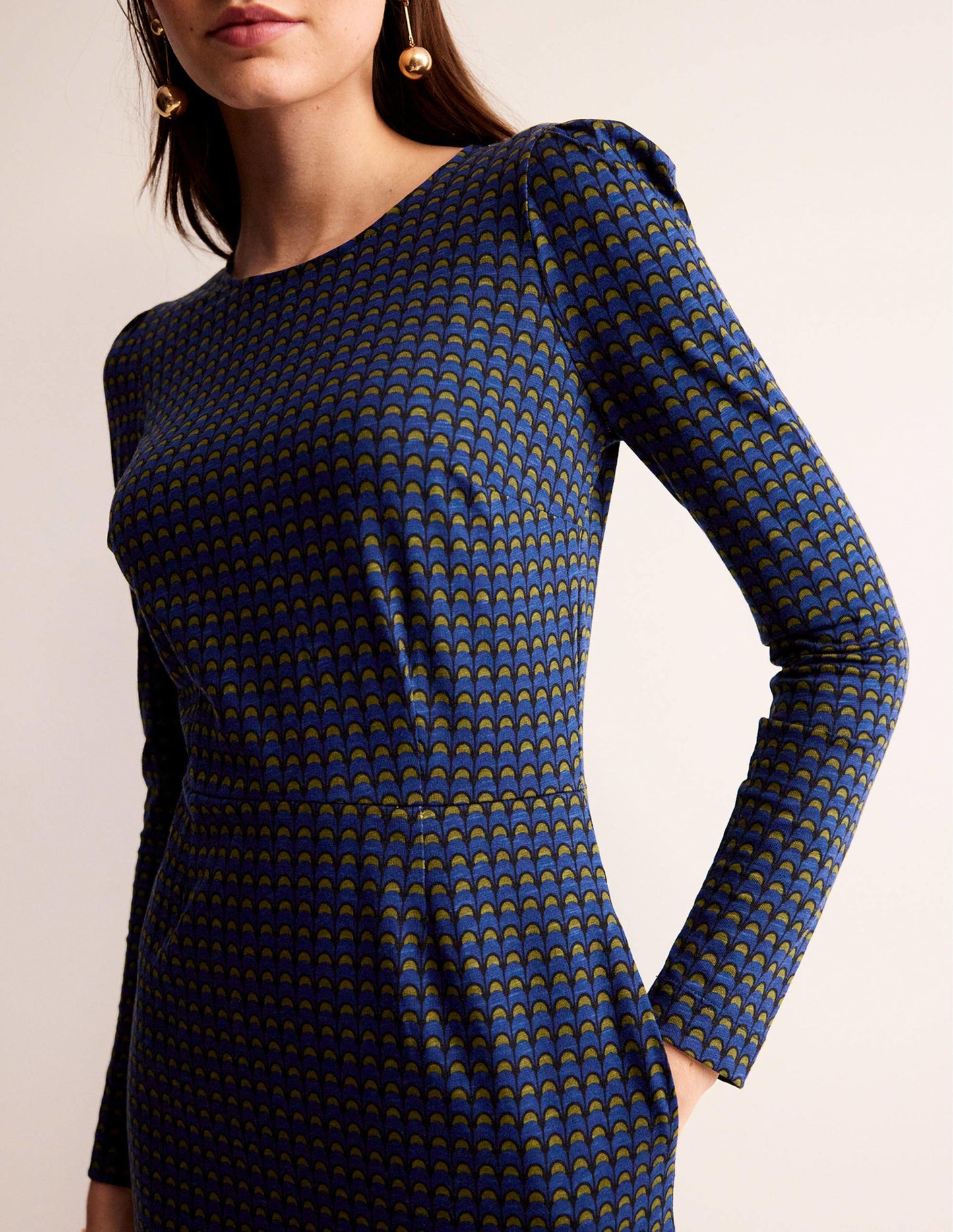 Penelope Jersey-Kleid-Saphirblau, Zauber Geo