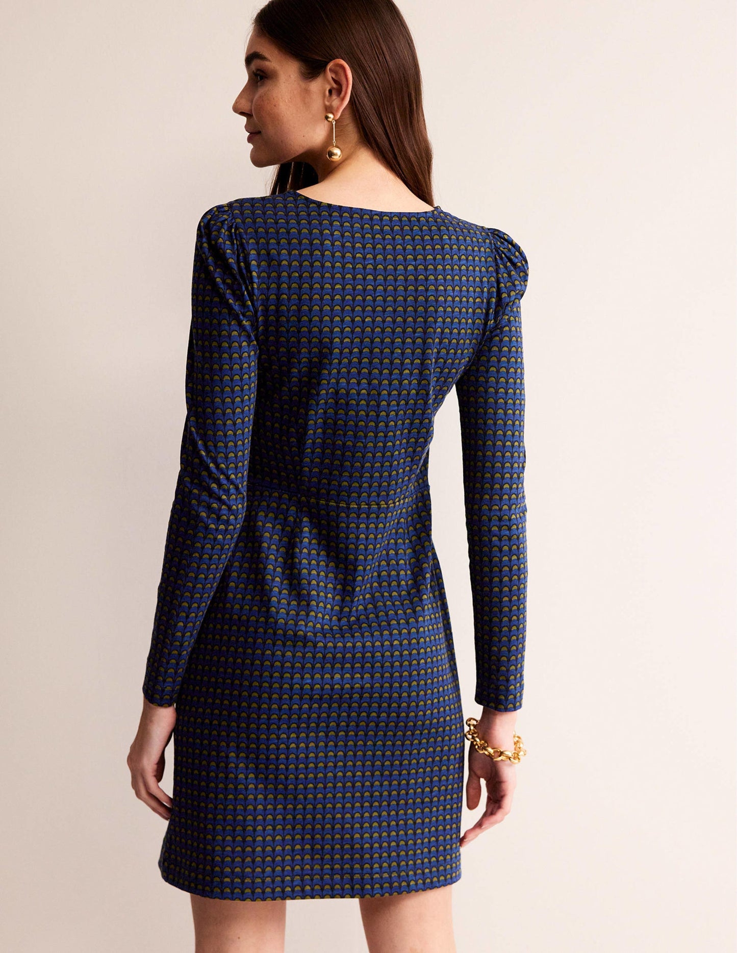 Penelope Jersey-Kleid-Saphirblau, Zauber Geo