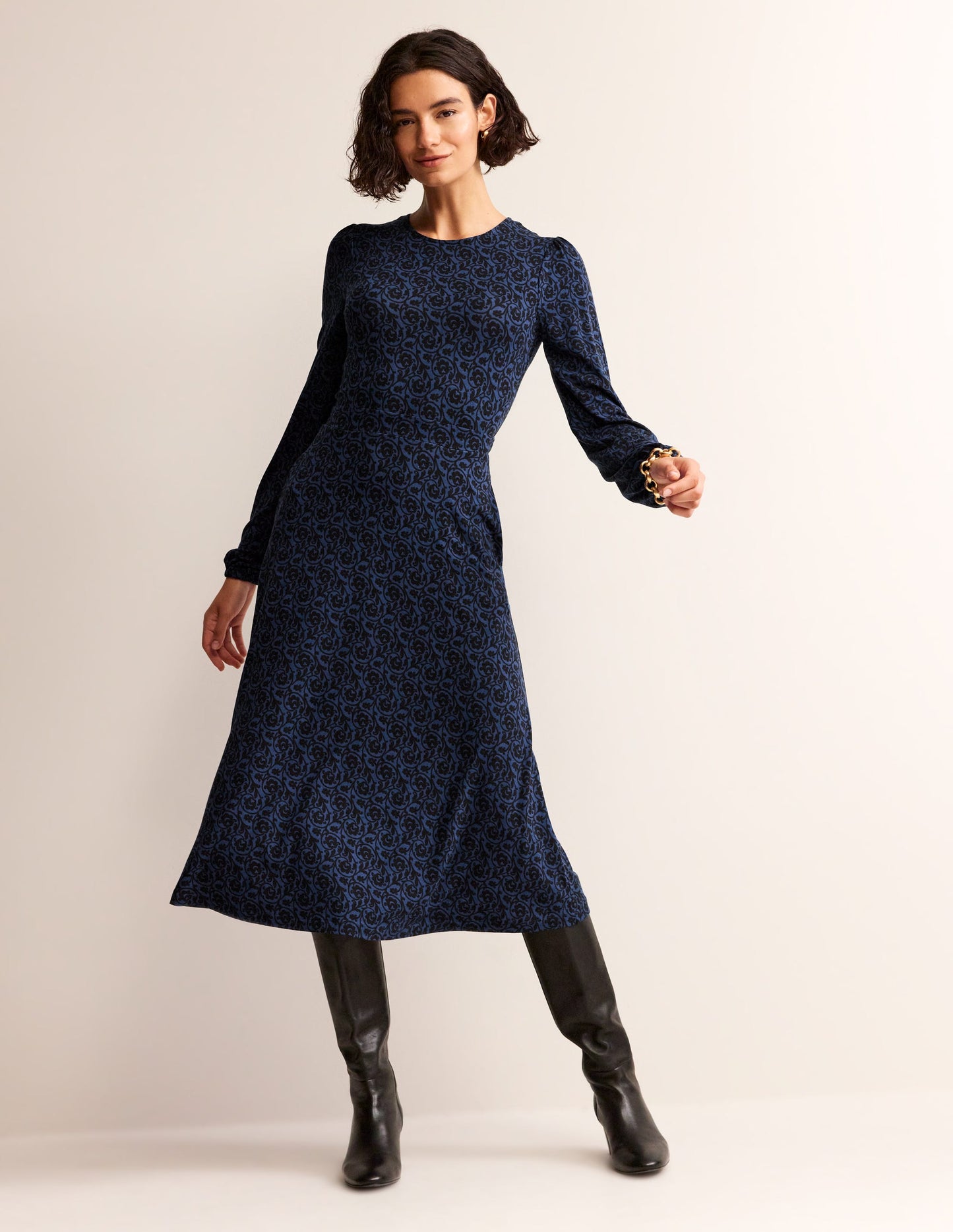 Camille Midikleid aus Jersey-Atlantik, Schlüsselblumenwirbel
