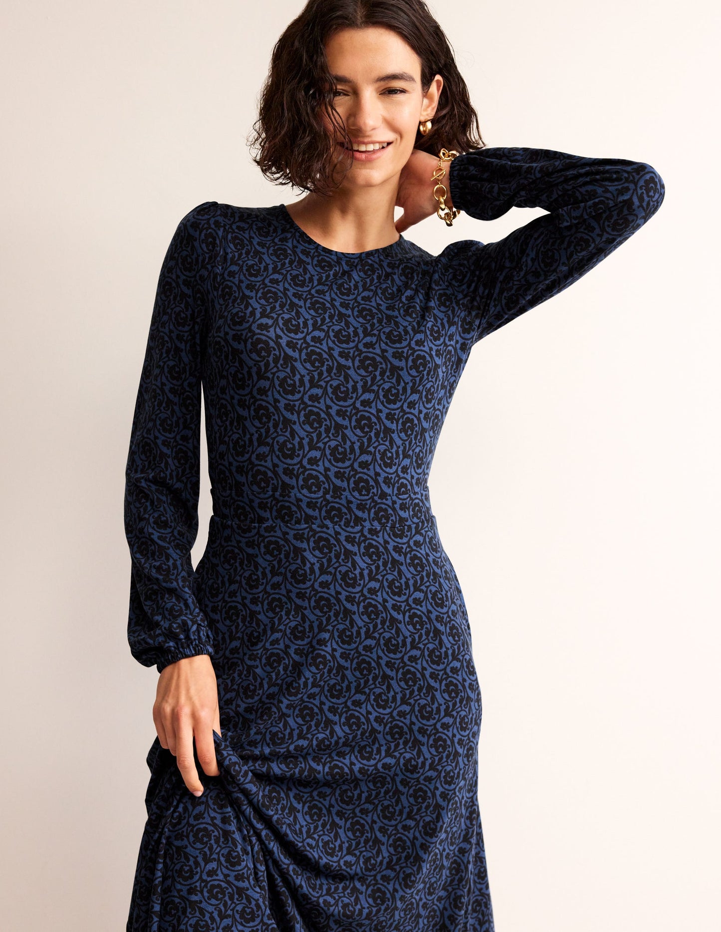 Camille Midikleid aus Jersey-Atlantik, Schlüsselblumenwirbel