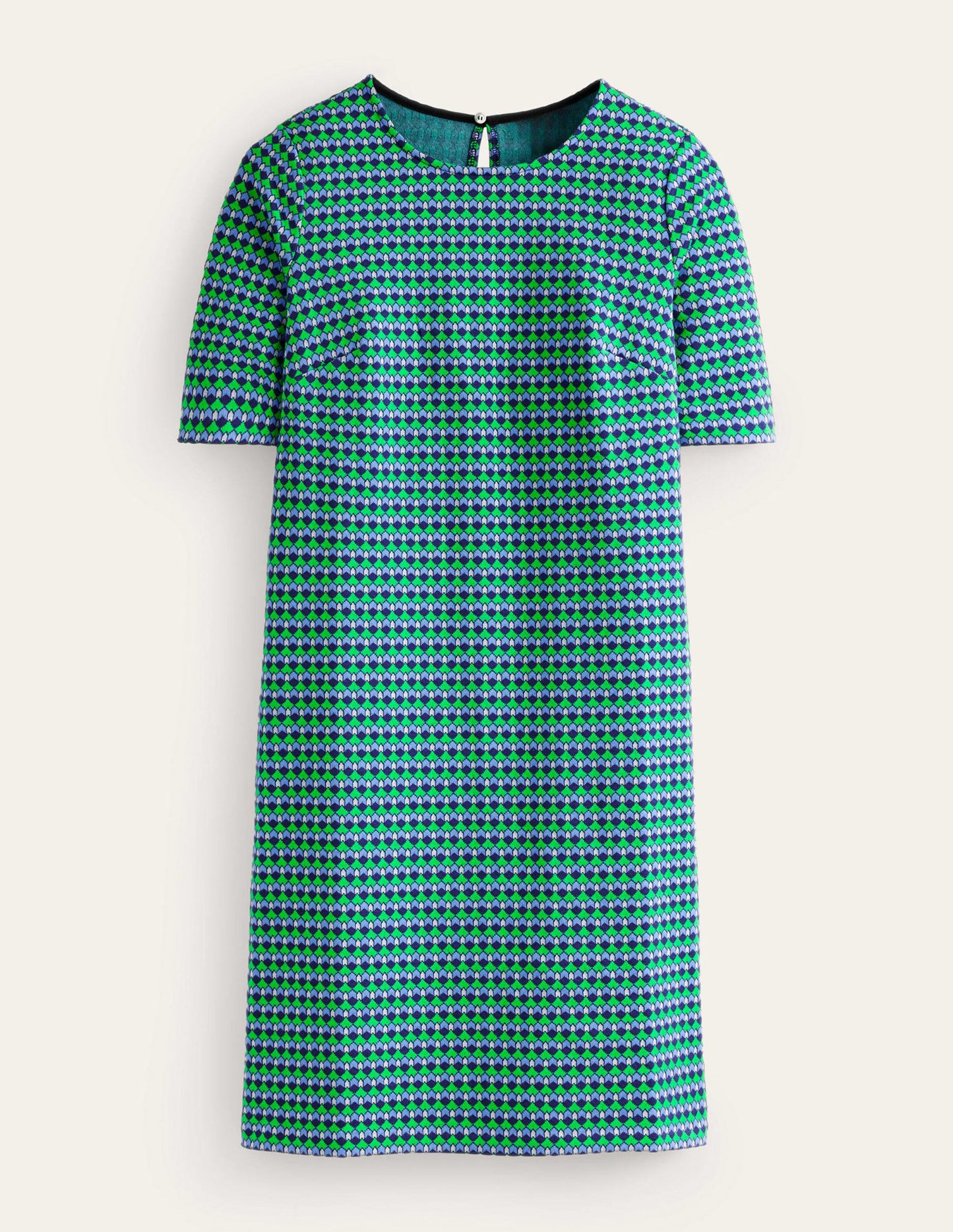 Ivy Kleid aus Jacquard-Jersey-Leuchtendes Grün, Terrasse Geo