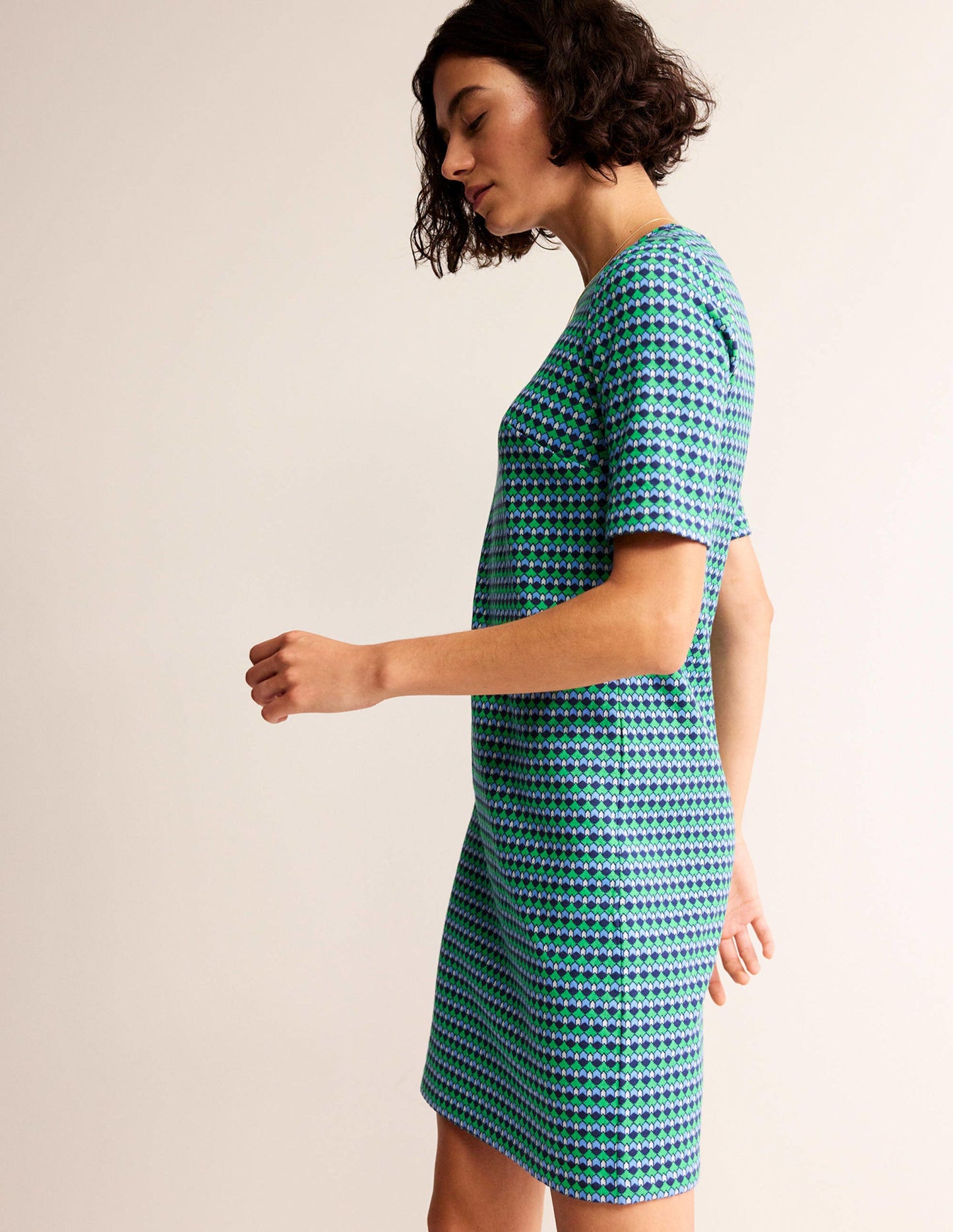 Ivy Kleid aus Jacquard-Jersey-Leuchtendes Grün, Terrasse Geo