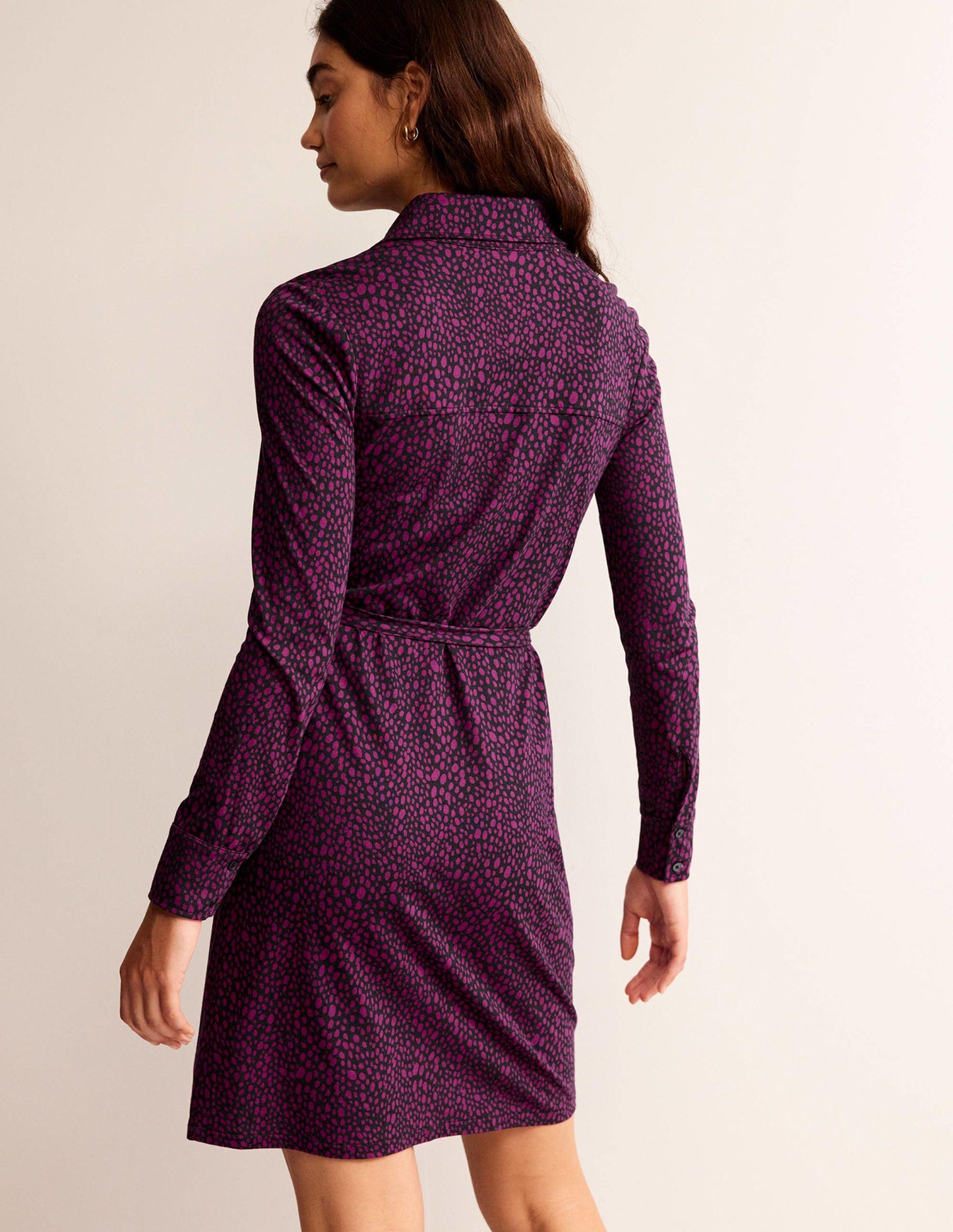 Jessie Jersey-Hemdblusenkleid-Zwetschgenbeere, Tierflecken