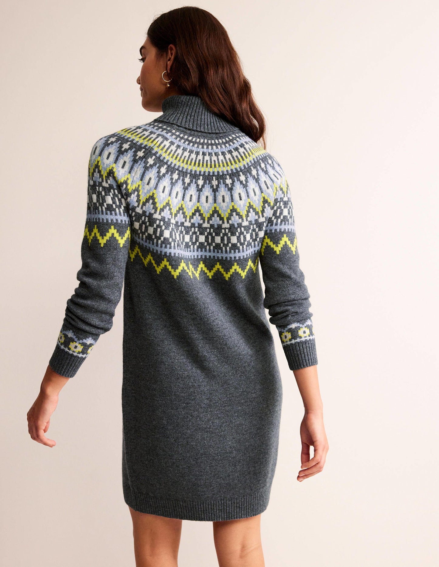 Edith Fair-Isle-Strickkleid-Anthrazit Meliert
