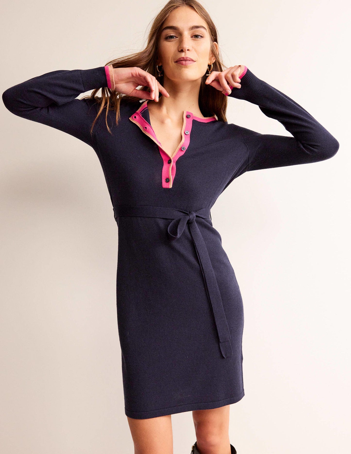 Gemma Henley-Strickkleid-Marineblau