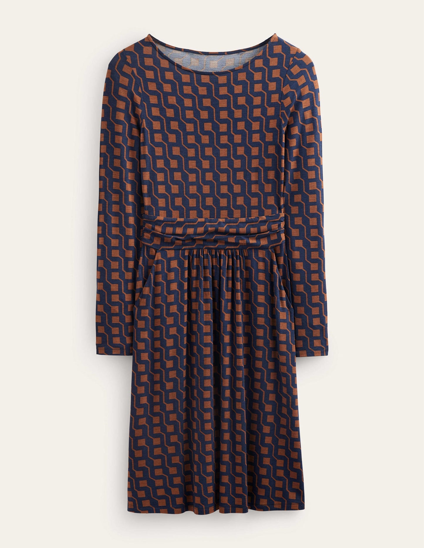 Abigail Jerseykleid-Cognac, Geo-Würfel