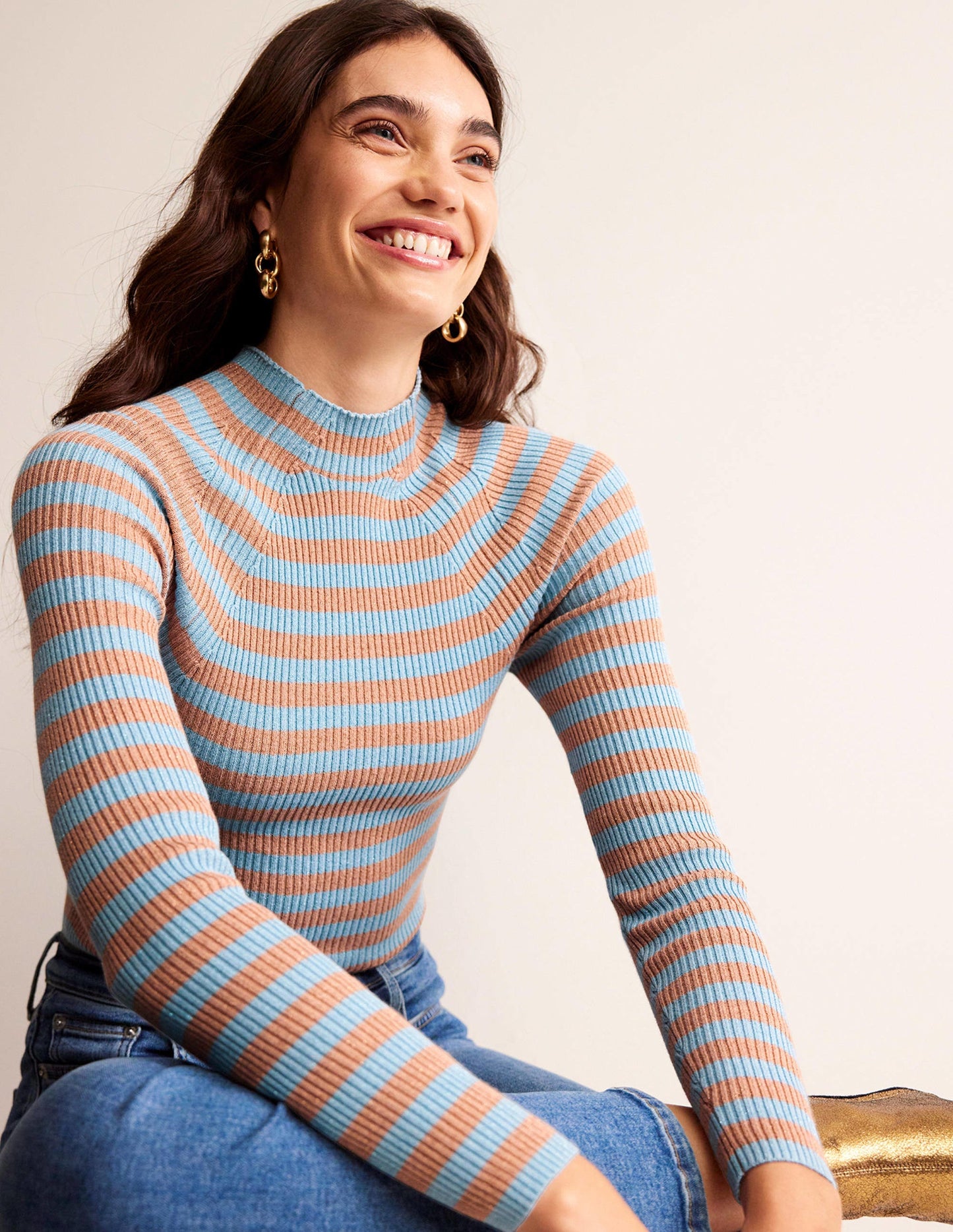 Matilda Glitzer-Pullover-Hellblau und Kupfer