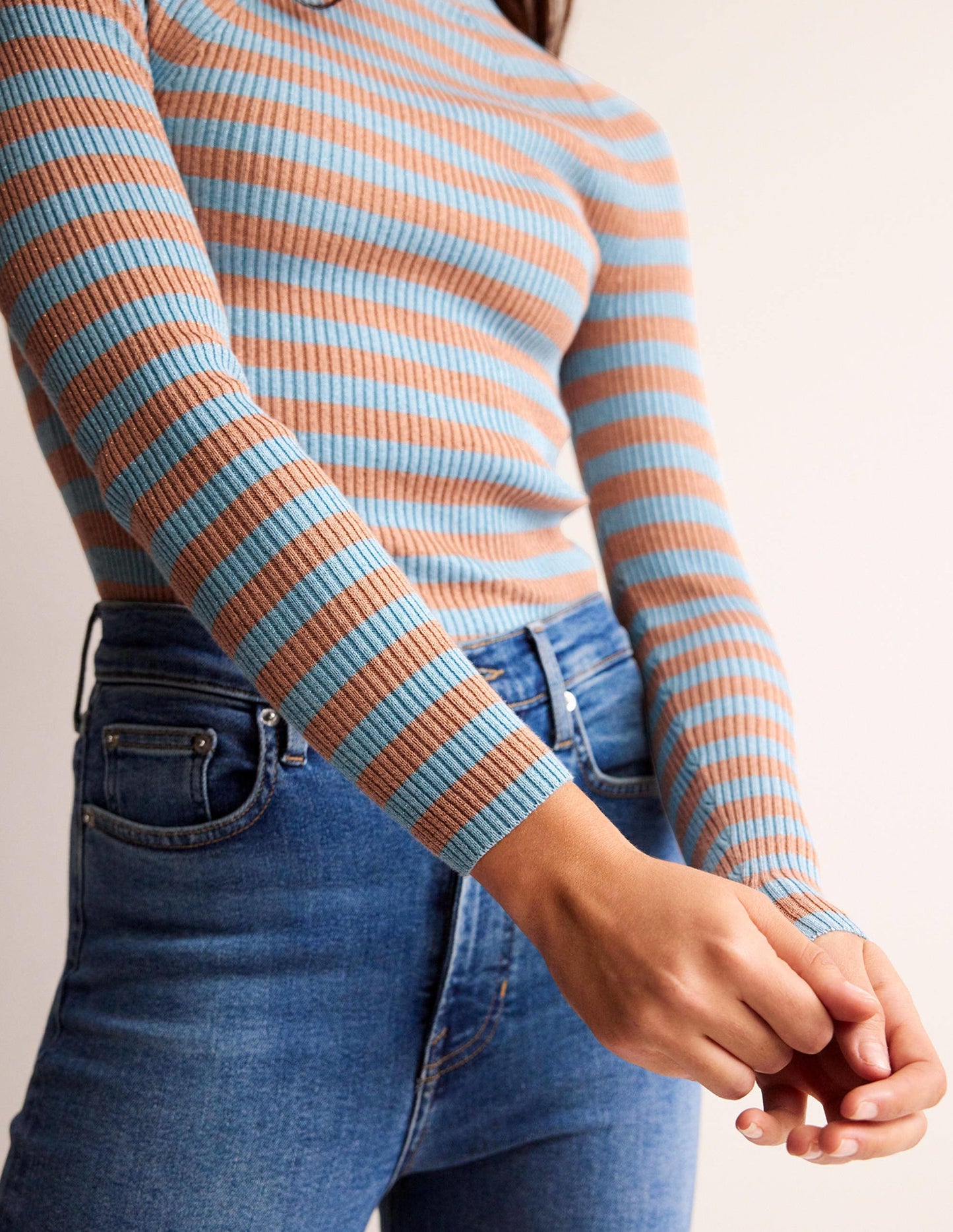 Matilda Glitzer-Pullover-Hellblau und Kupfer