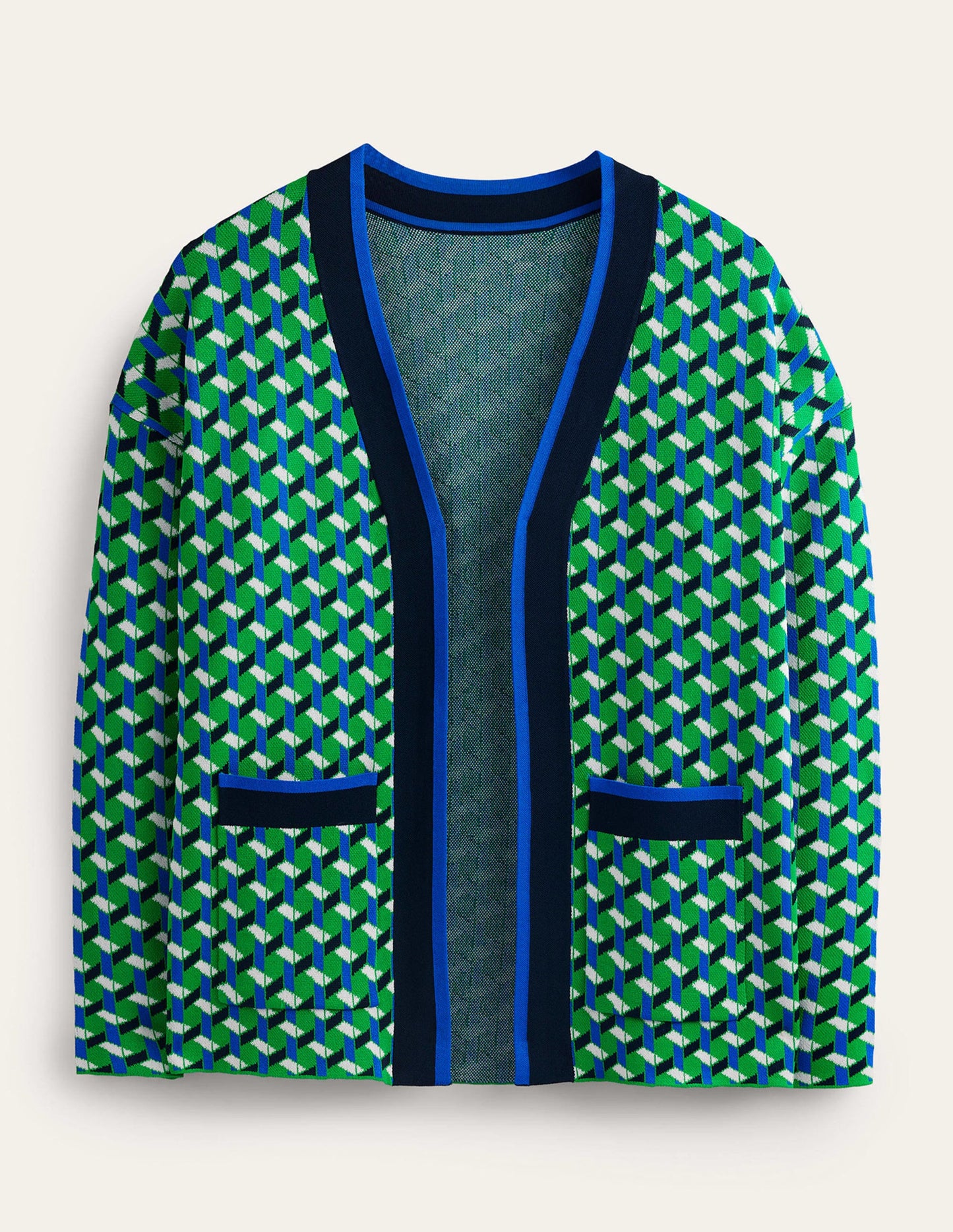 Jacquard-Strickjacke-Hellgrün, Geo Daze