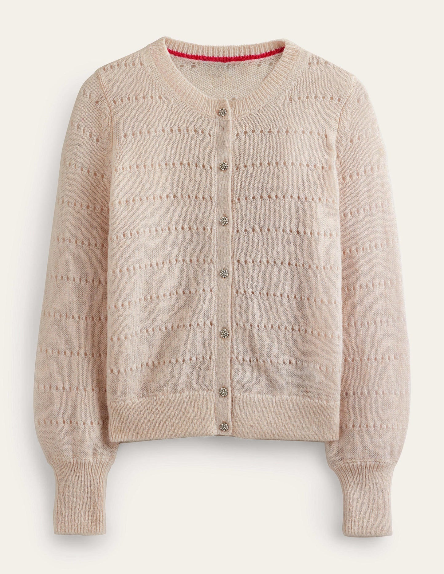 Flauschige, texturierte Strickjacke-Vanille