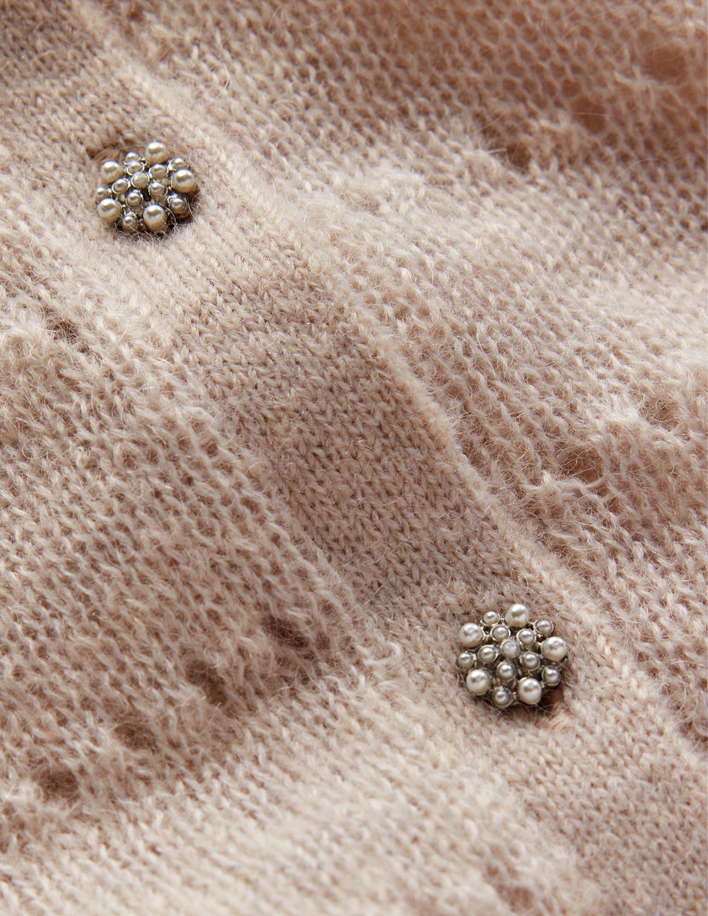 Flauschige, texturierte Strickjacke-Vanille