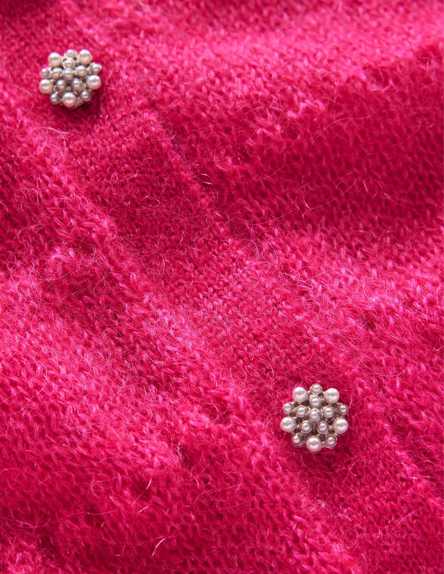 Flauschige, texturierte Strickjacke-Kräftiges Rosa