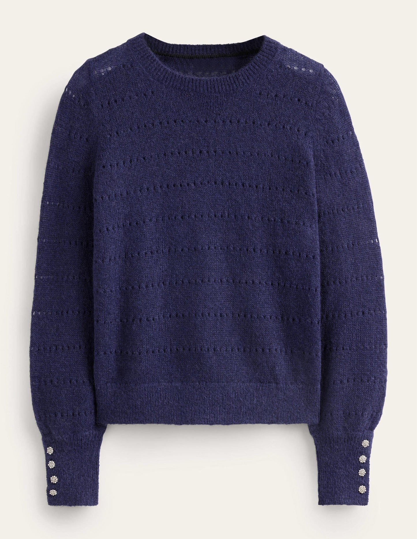 Flauschiger, texturierter Pullover-Marineblau