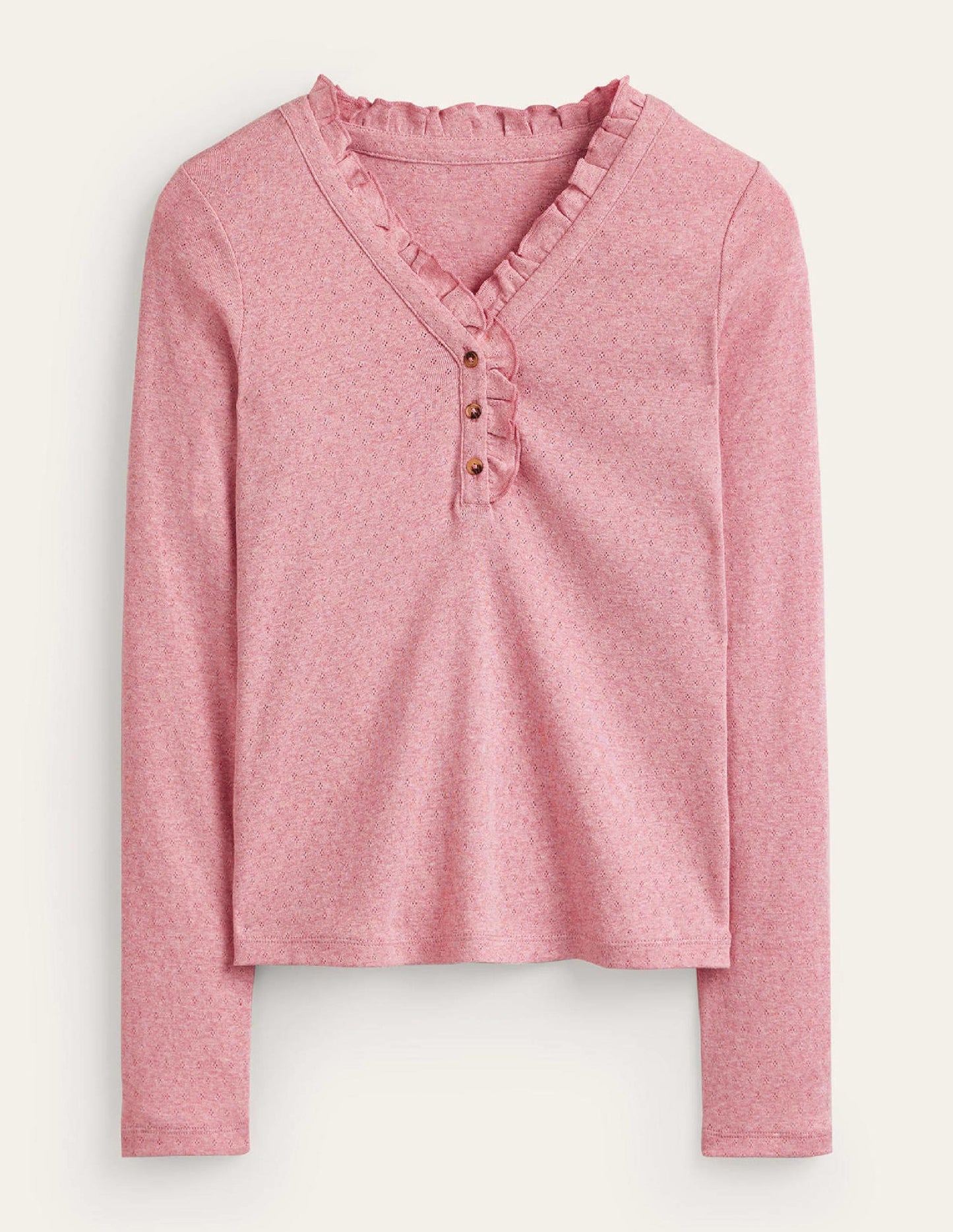 Henley Schlafanzugoberteil-Blasspink
