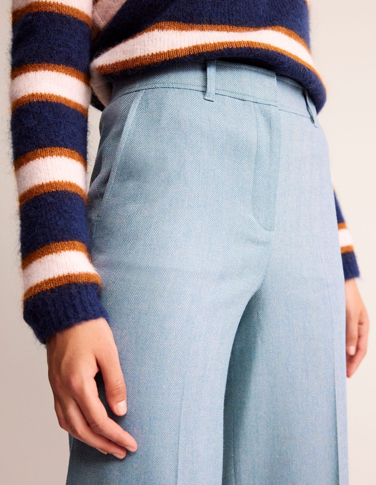 Pantalon Westbourne en laine-Chevrons bleu