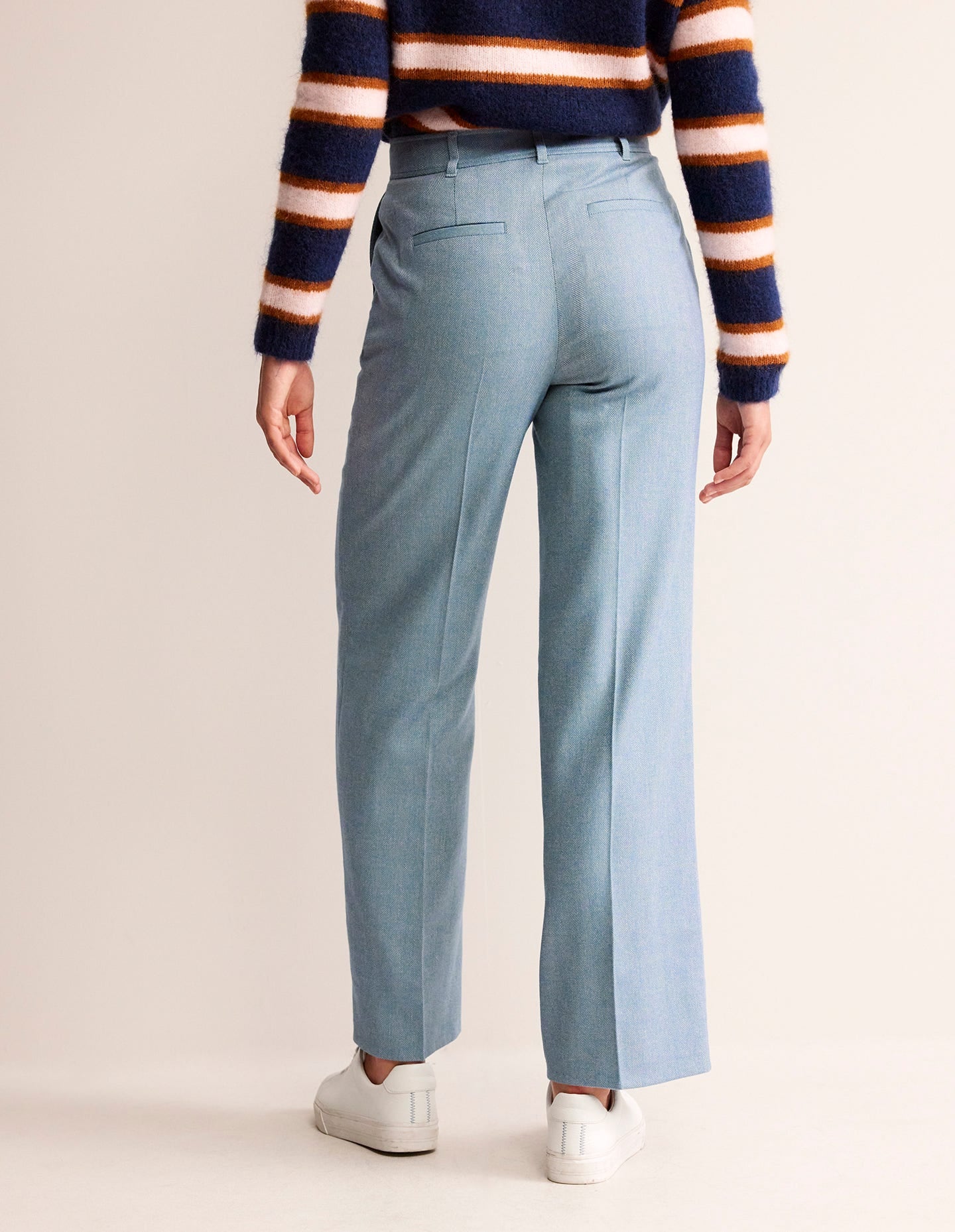 Pantalon Westbourne en laine-Chevrons bleu