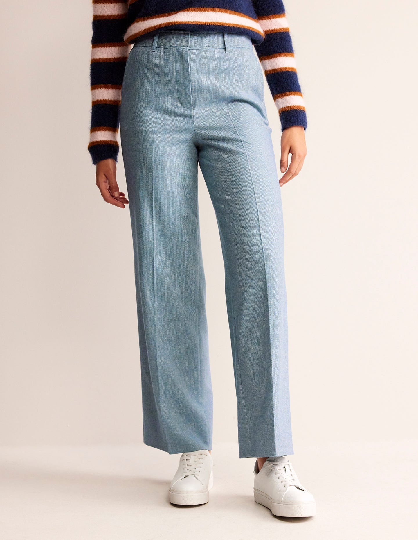 Pantalon Westbourne en laine-Chevrons bleu